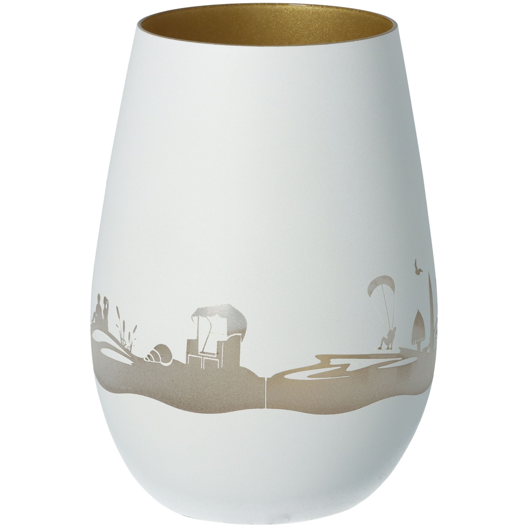 Windlicht Skyline Usedom Weiß/Gold Windlicht Skyline Usedom Weiß/Gold