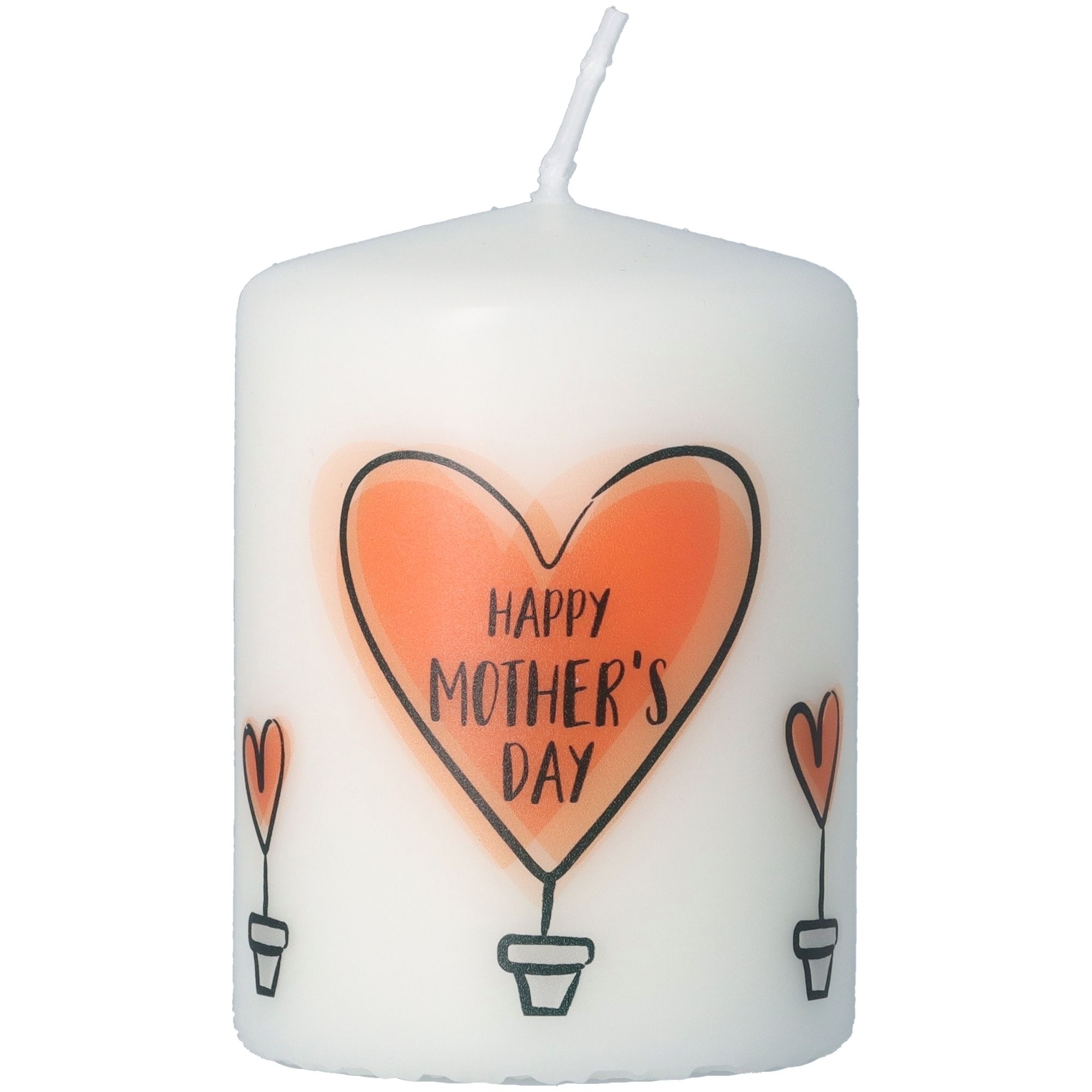 Stumpenkerze "Happy Mother´s Day" Weiß Kerze