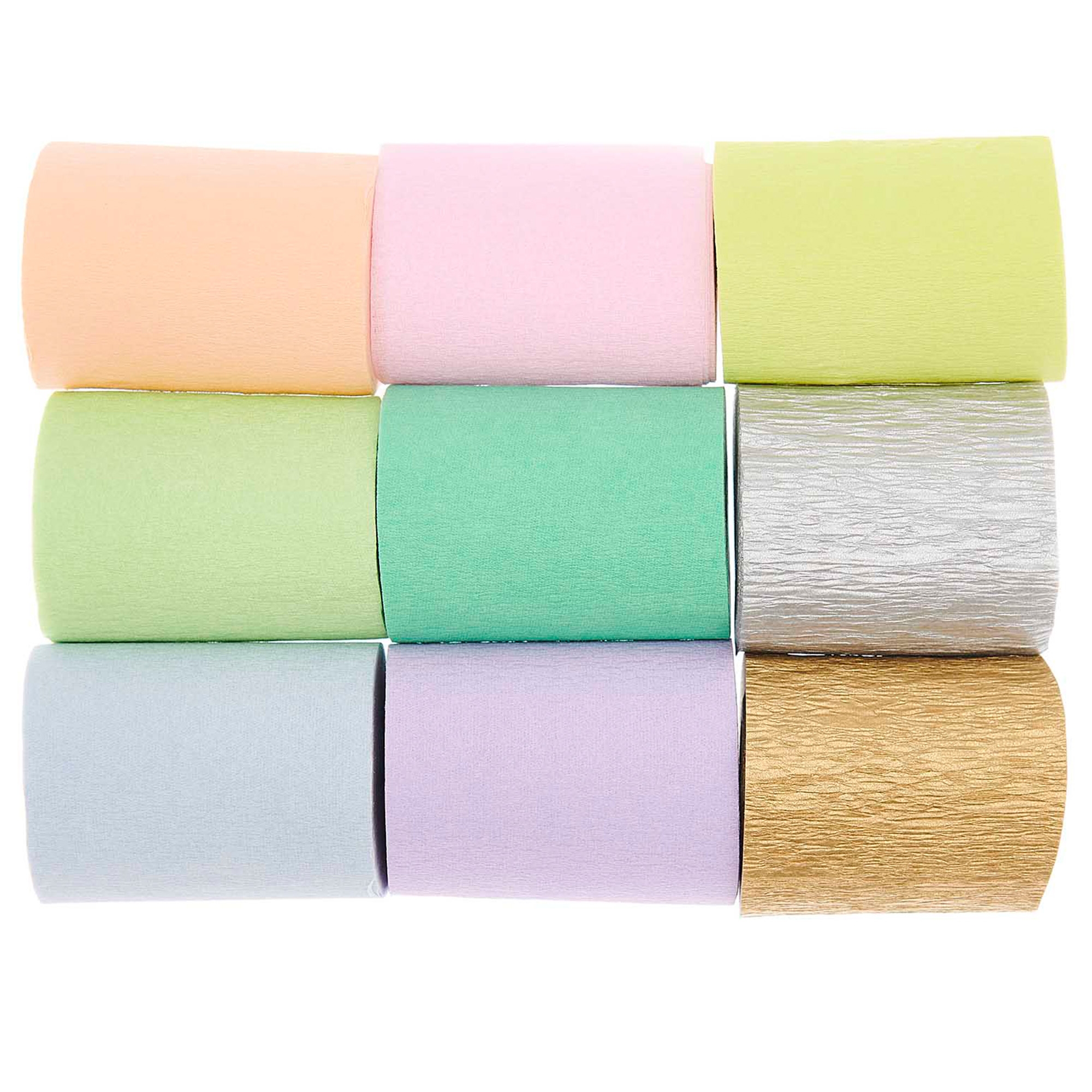 Kreppbänder "Regenbogen Paastell Mix" 9 Rollen je 10 m Kreppbänder "Regenbogen Paastell Mix" 9 Rollen je 10 m