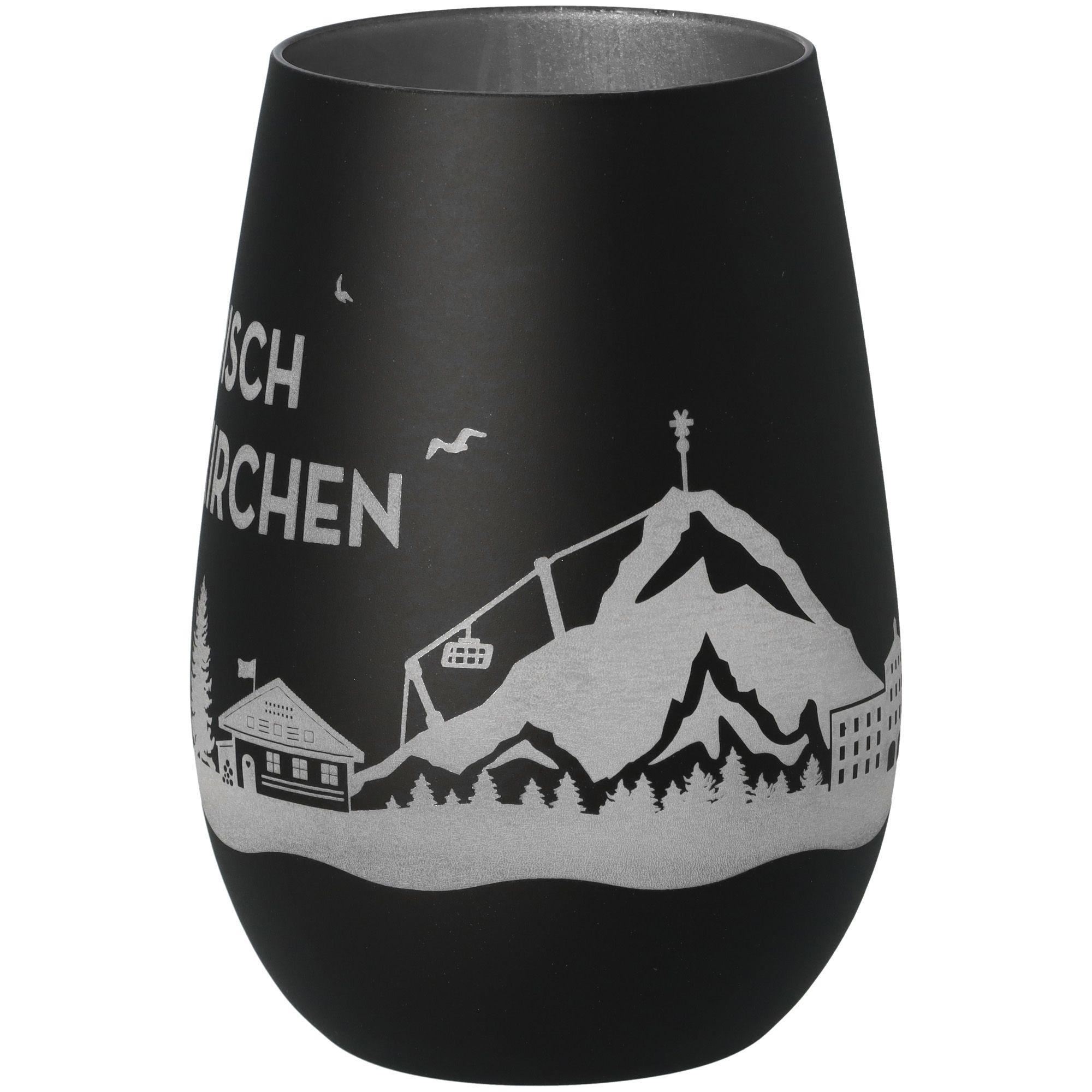 Windlicht Skyline Garmisch-Partenkirchen Schwarz/Silber Töpferei, Krug, Glas