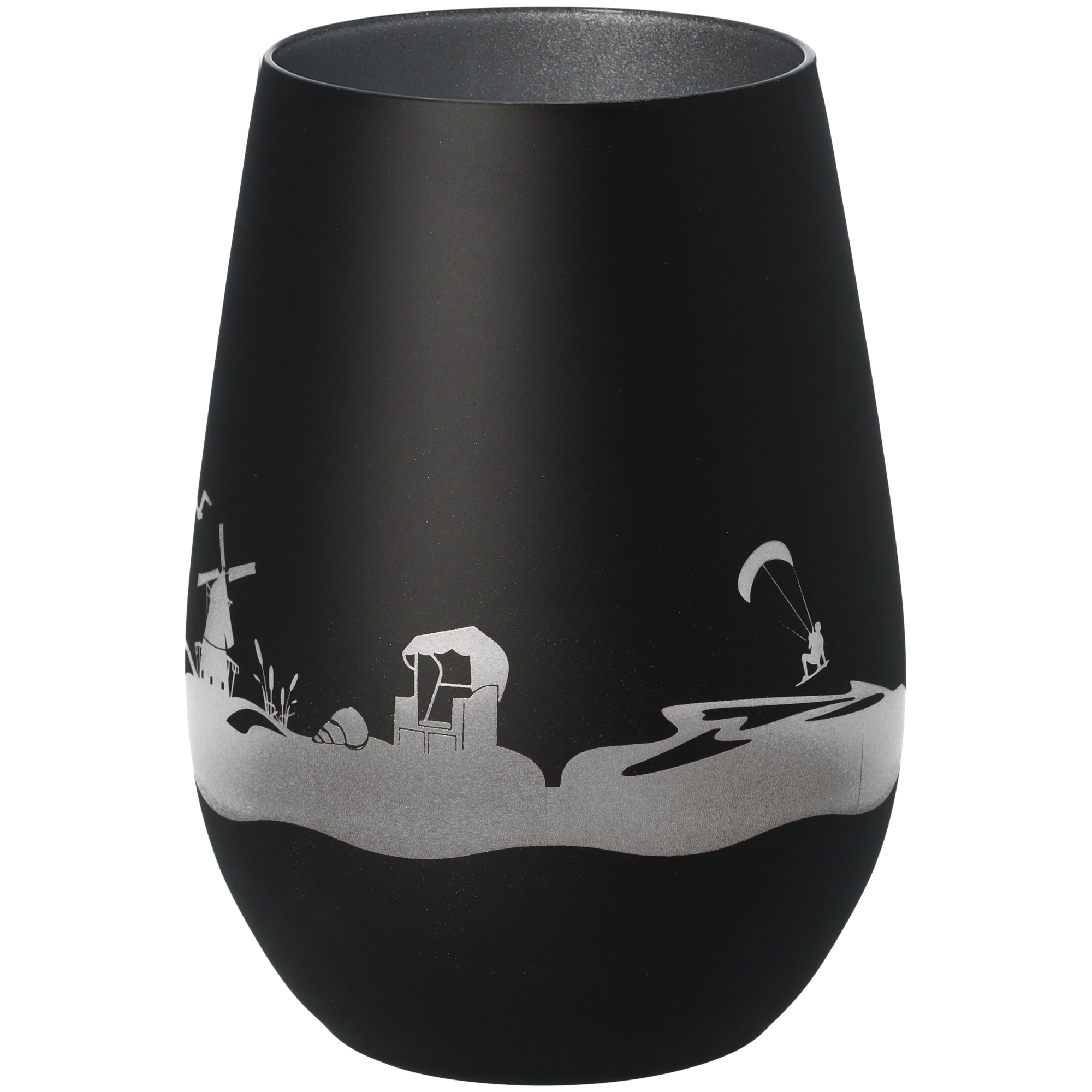 Windlicht Skyline Fehmarn Schwarz/Silber Windlicht Skyline Fehmarn Schwarz/Silber