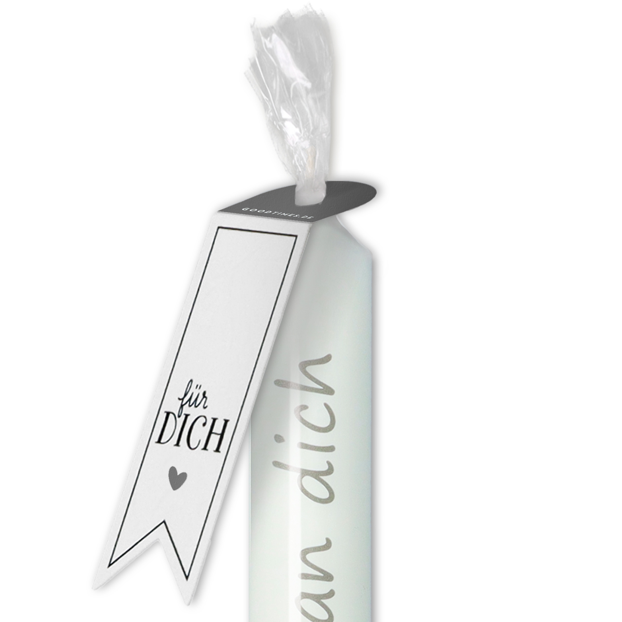 Stabkerze Weiß "Wir denken an dich" Stabkerze Weiß "Wir denken an dich"