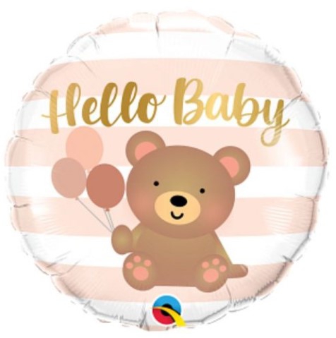 Folienballon Hello Baby "Teddy" Rosa 46cm