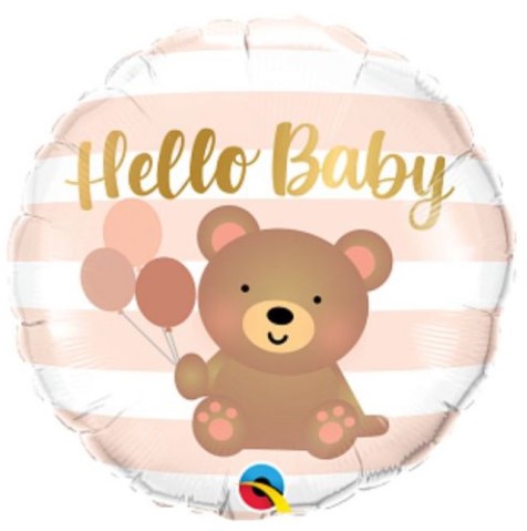 Folienballon Hello Baby "Teddy" Rosa 46cm Folienballon Hello Baby "Teddy" Rosa 46cm