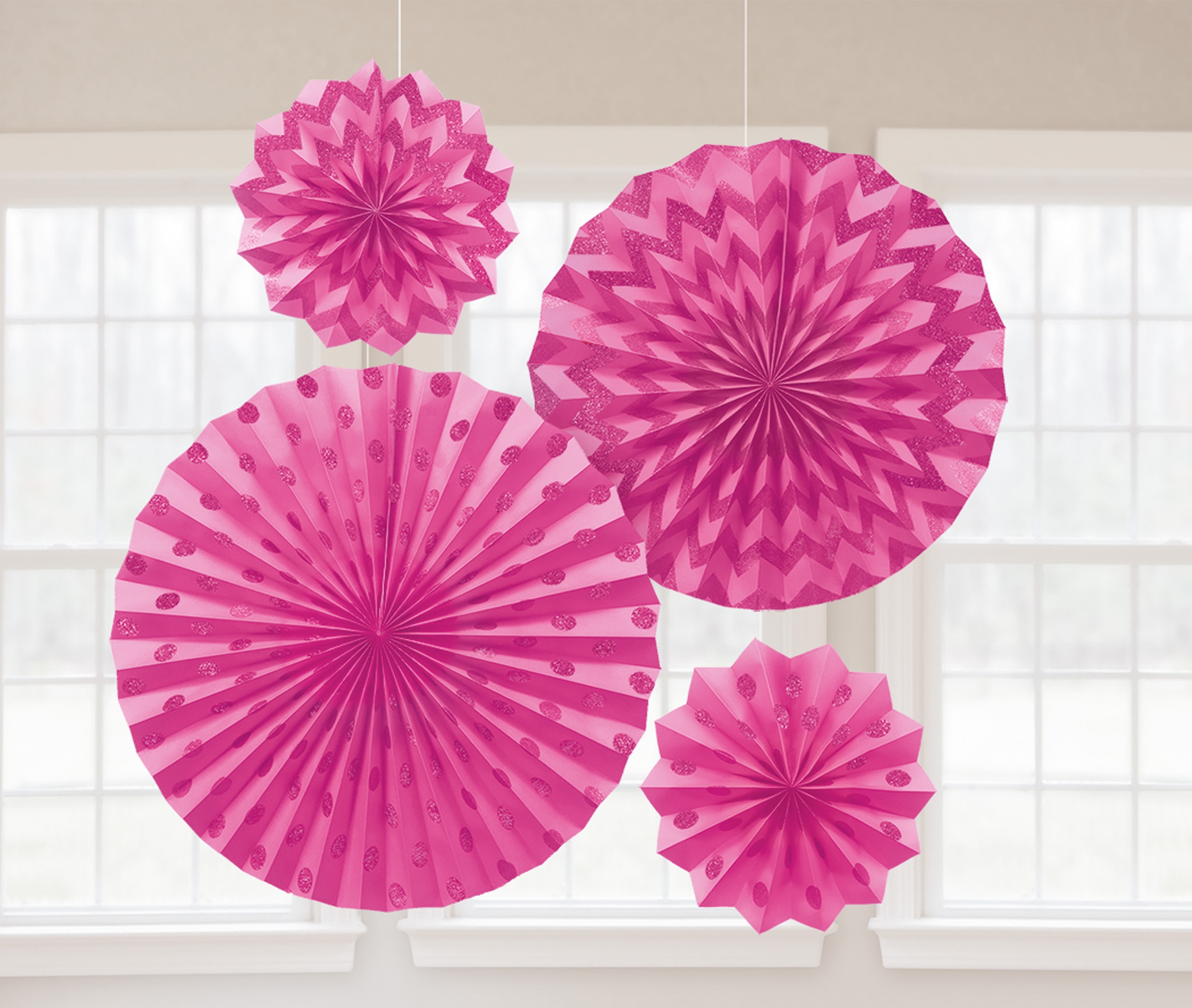 Pink - 4 Glitzer Fächer Pink - 4 Glitzer Fächer