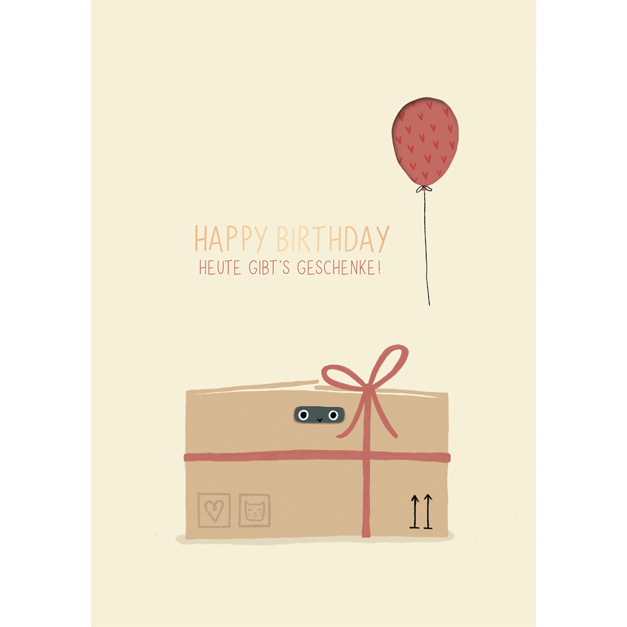 Musikkarte "Happy Birthday, Heute gibt´s Geschenke!" Ballon, Kiste