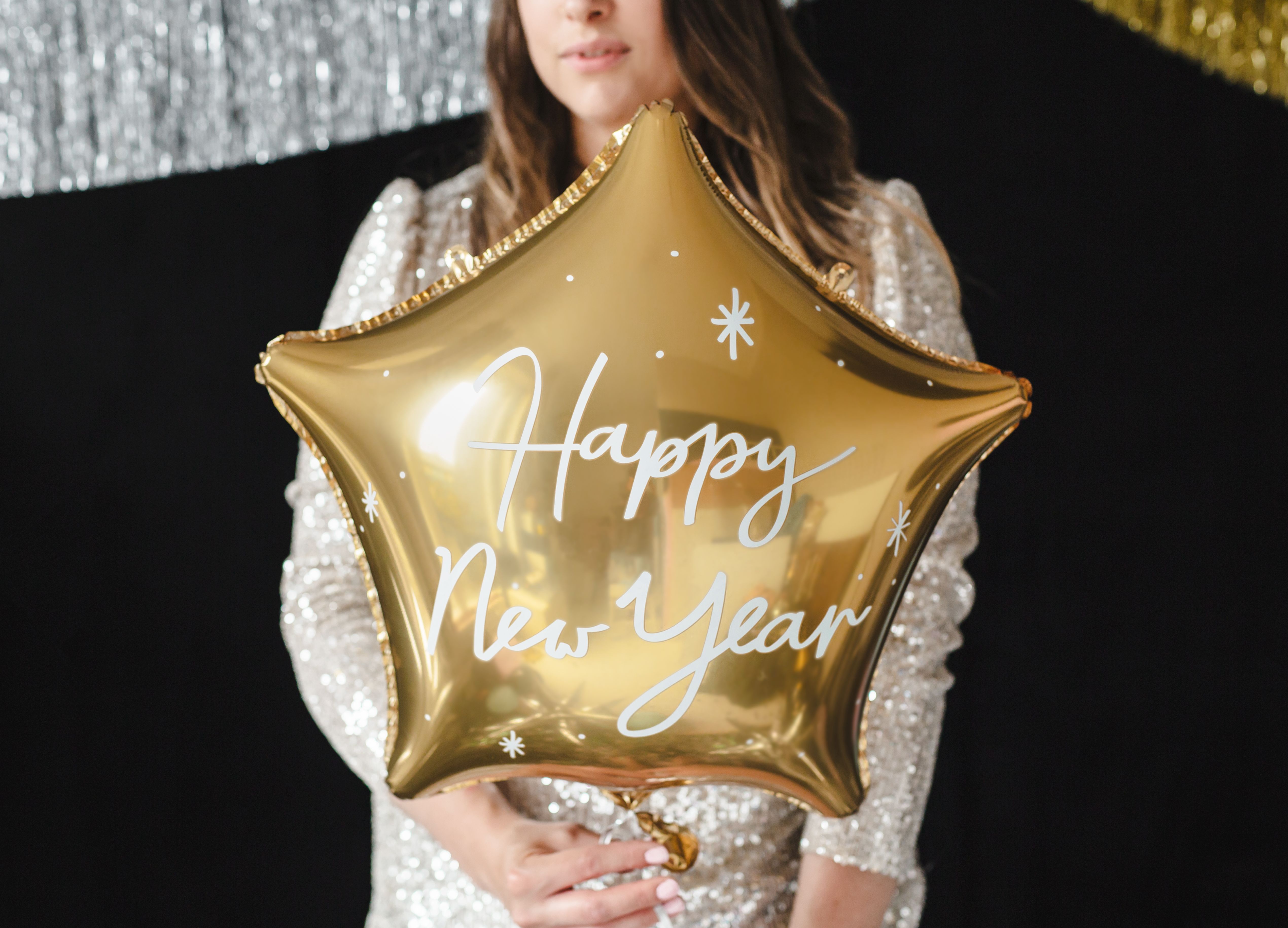 Folienballon Stern "Happy New Year" Gold 44cm