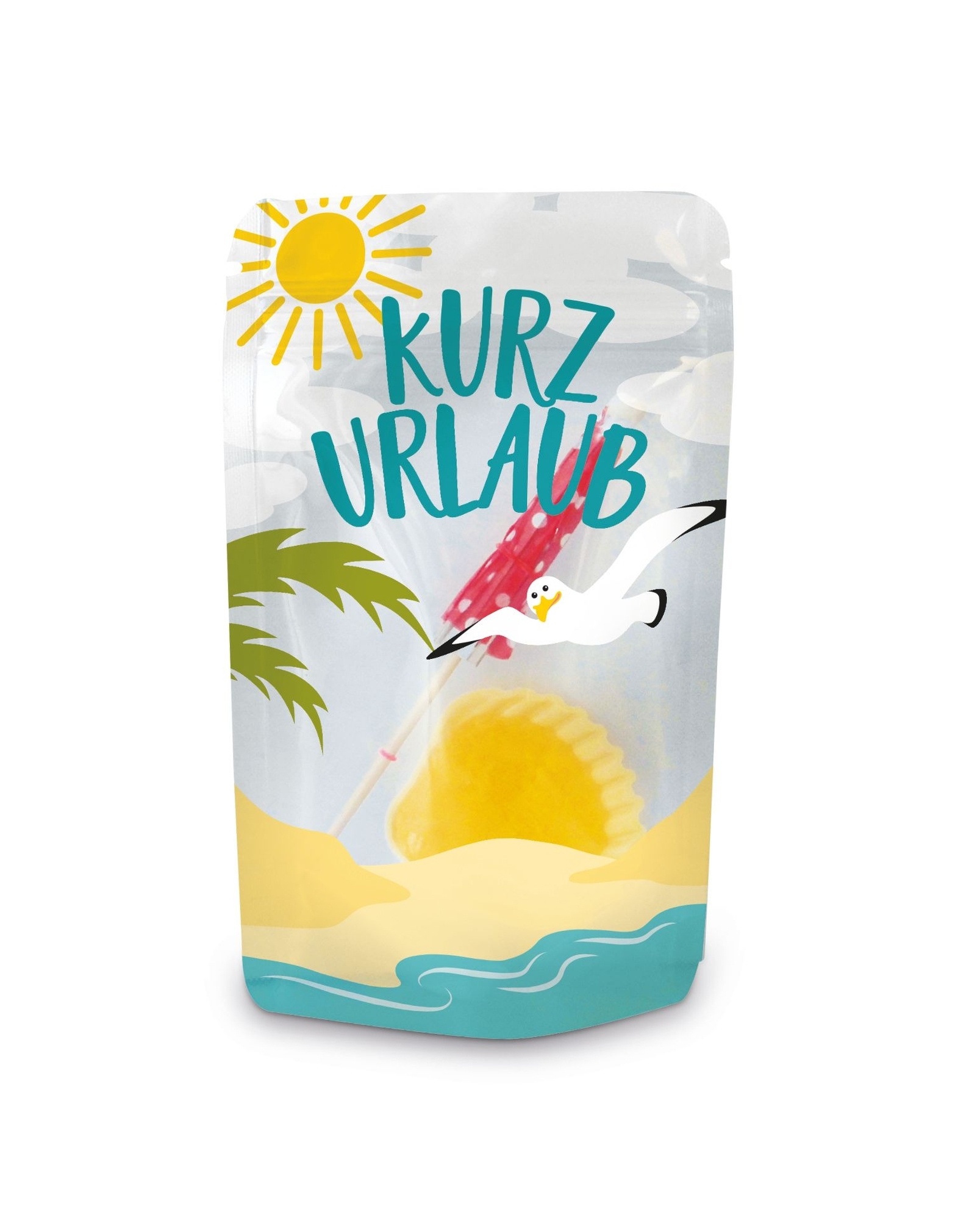 Kurzurlaub - Schleckmuschel mit Sonnenschirm Süßigkeit Kurzurlaub - Schleckmuschel mit Sonnenschirm Süßigkeit
