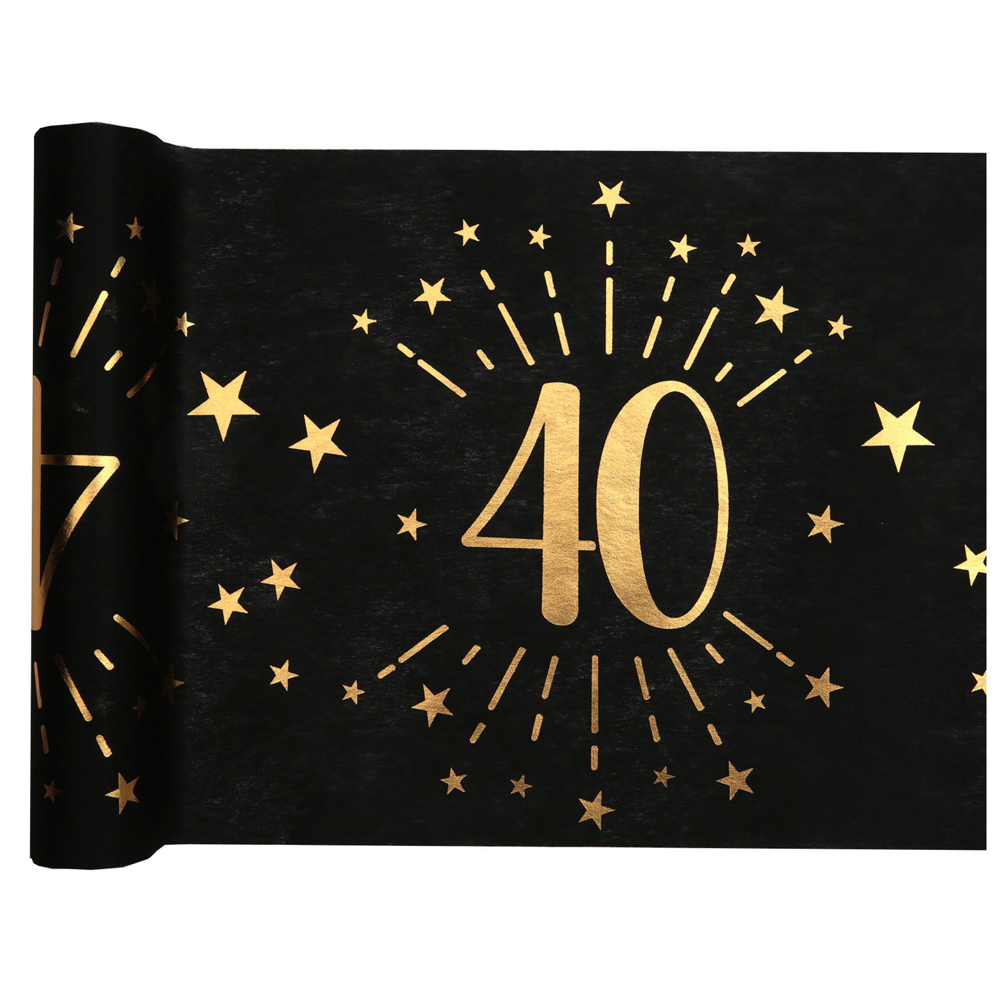 40. Geburtstag - Tischläufer, Schwarz/Gold 40. Geburtstag - Tischläufer, Schwarz/Gold