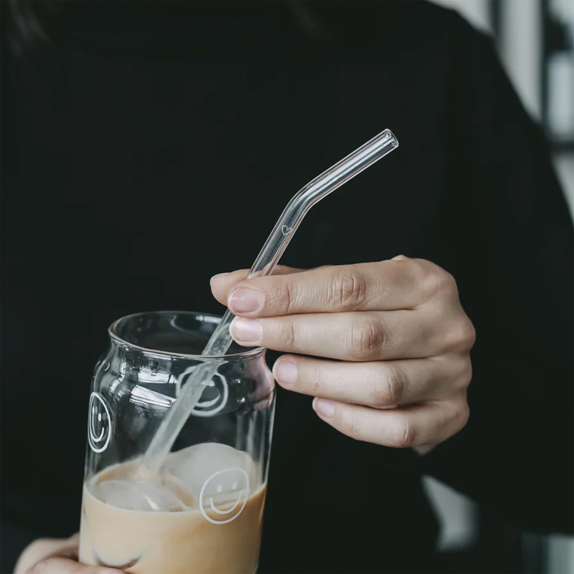 Eulenschnitt - Glasstrohhalme "Herz" mit Reinigungsbürste - 4er Set Eulenschnitt - Glasstrohhalme "Herz" mit Reinigungsbürste - 4er Set