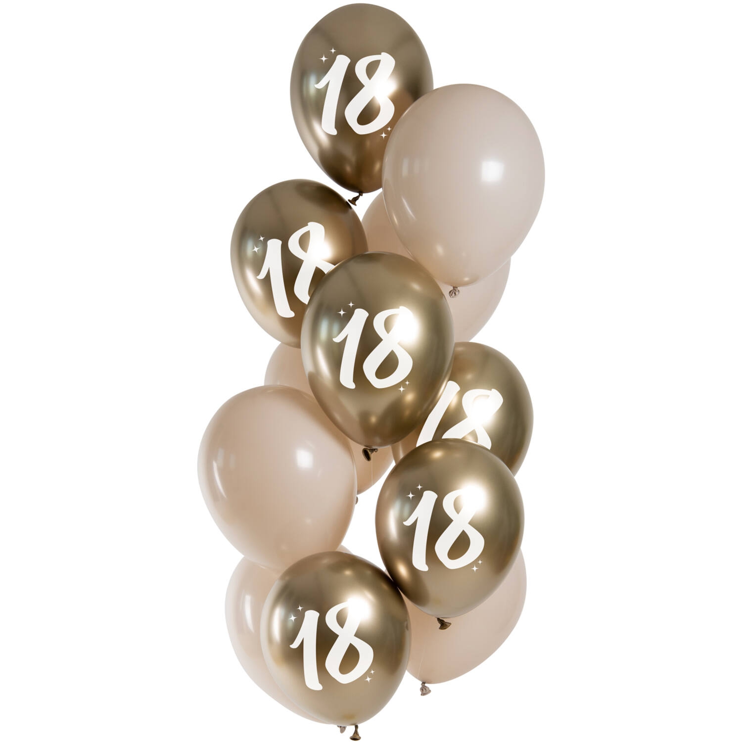 12 Latexballons im Set "Golden Latte 18 Jahre" Ø 33cm