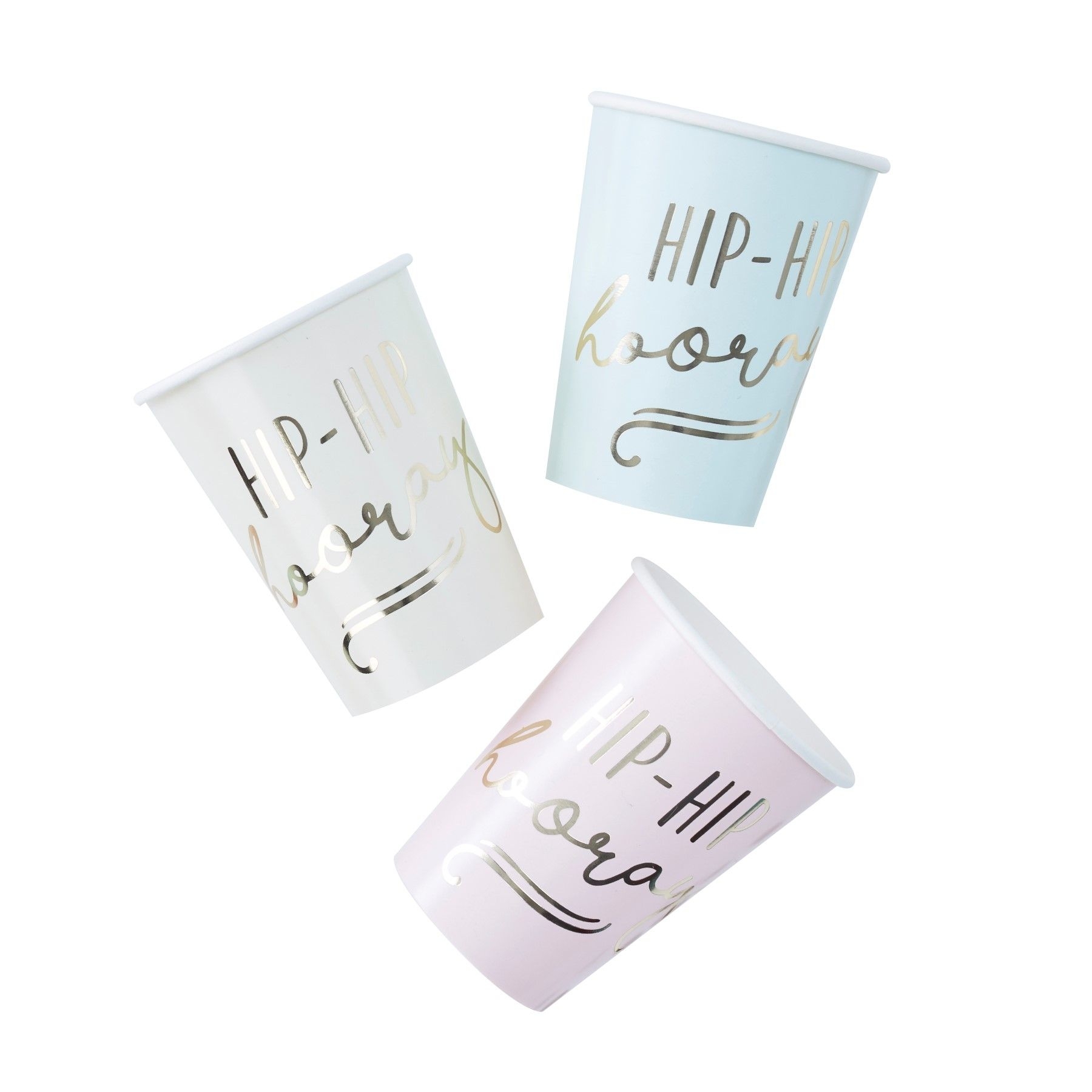 Pick & Mix - 8 "HIP-HIP hooray" Pastell-Pappbecher