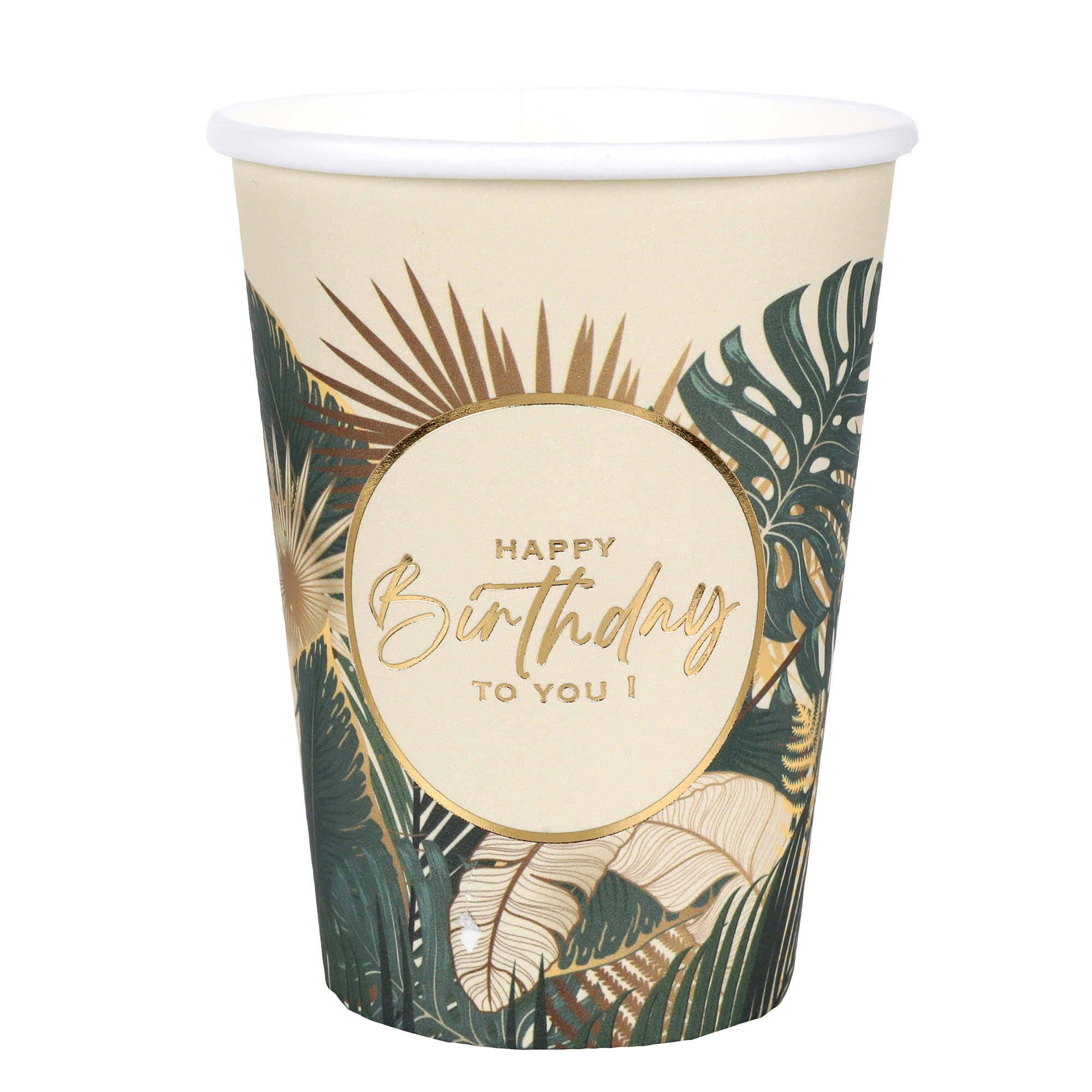 10 Pappbecher "Birthday Jungle" Pokal, Einwegbecher