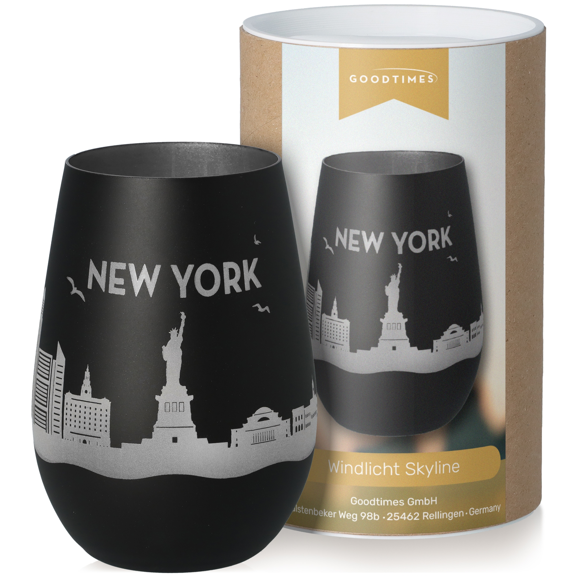 Windlicht Skyline New York Schwarz/Silber Töpferei, Krug