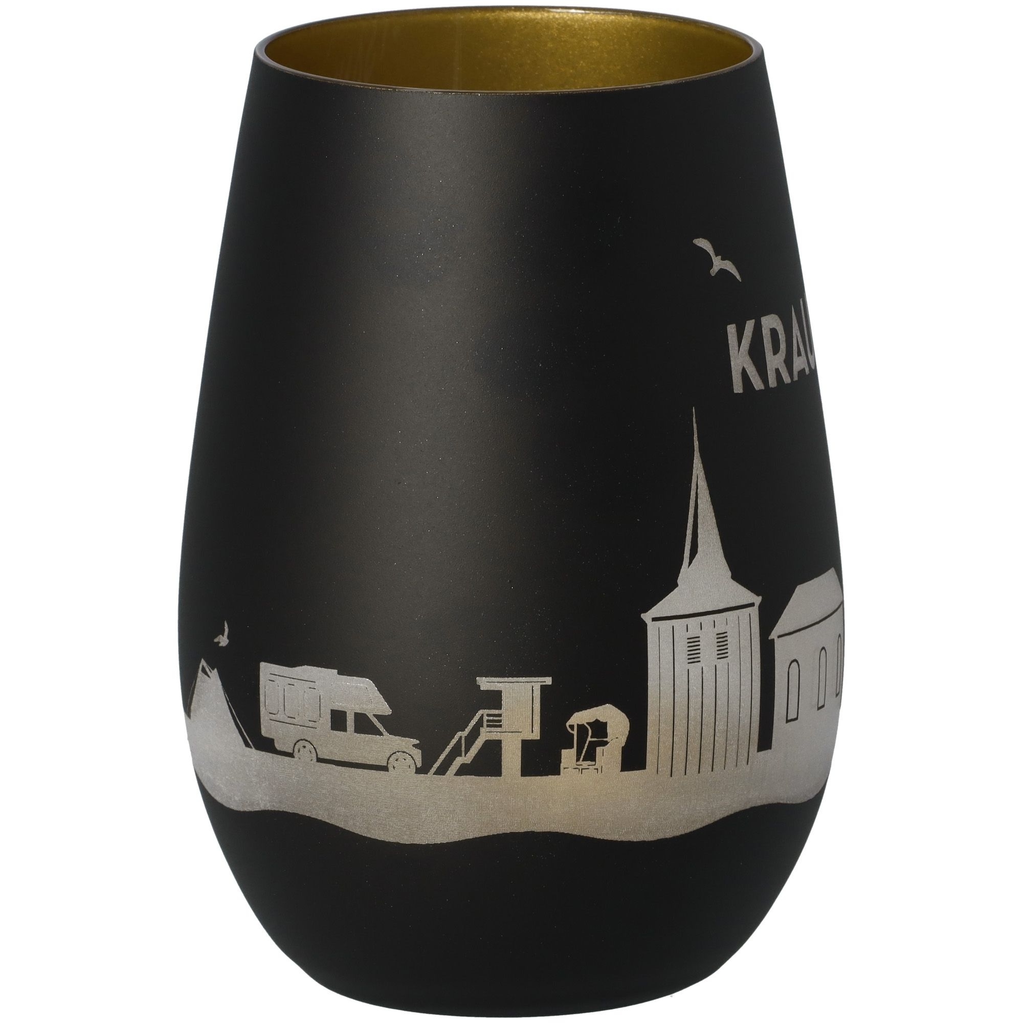 Windlicht Skyline Krautsand Schwarz/Gold Töpferei, Krug, Vase