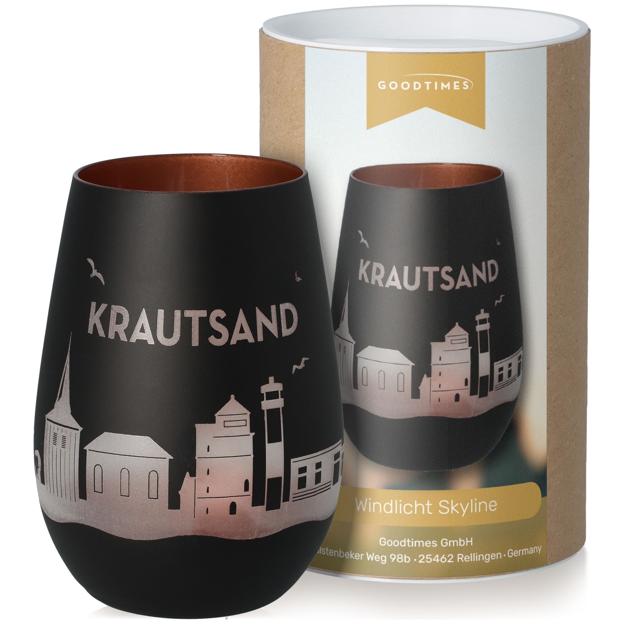 Windlicht Skyline Krautsand Schwarz/Bronze Krug, Töpferei, Tasse
