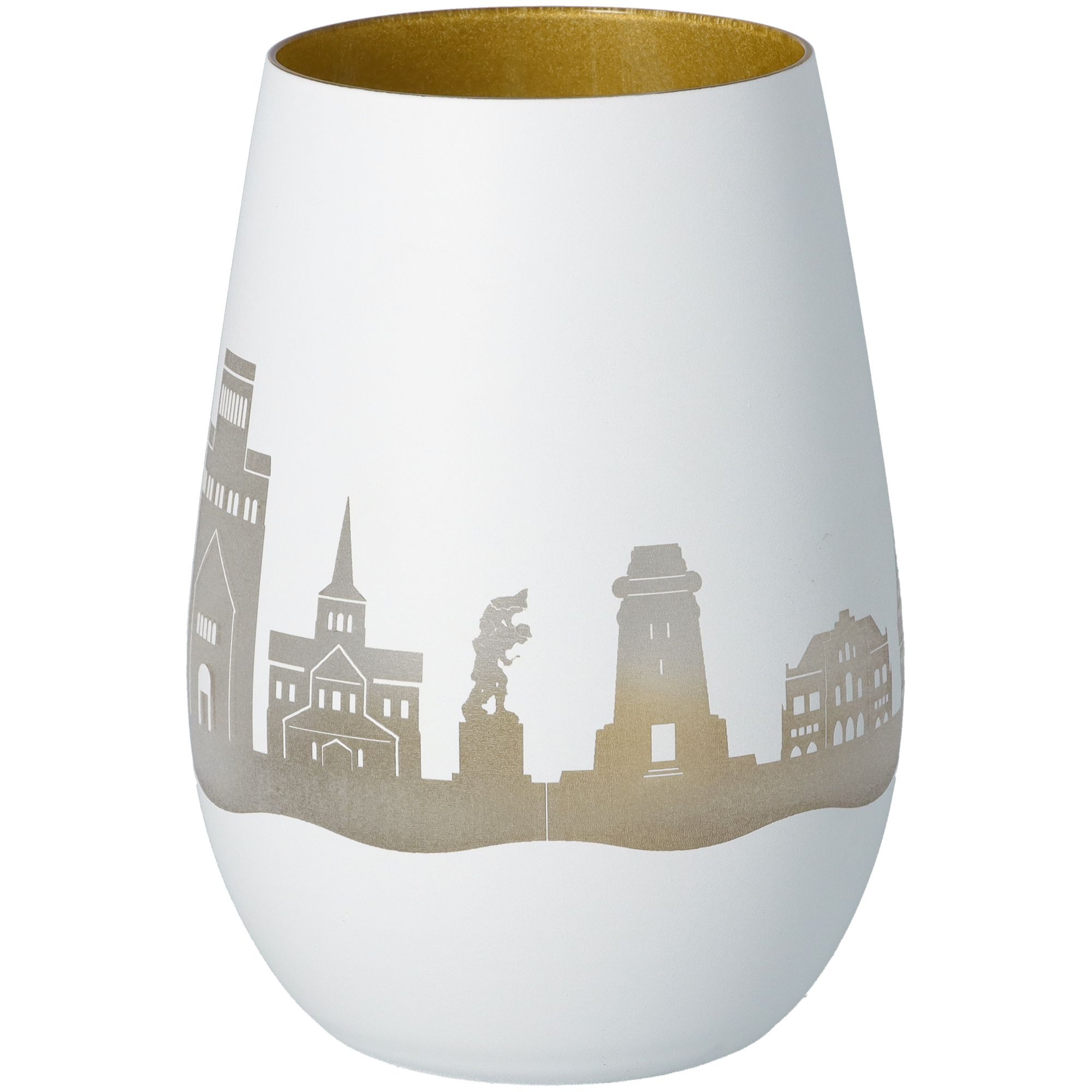 Windlicht Skyline Hildesheim Weiß/Gold Windlicht Skyline Hildesheim Weiß/Gold