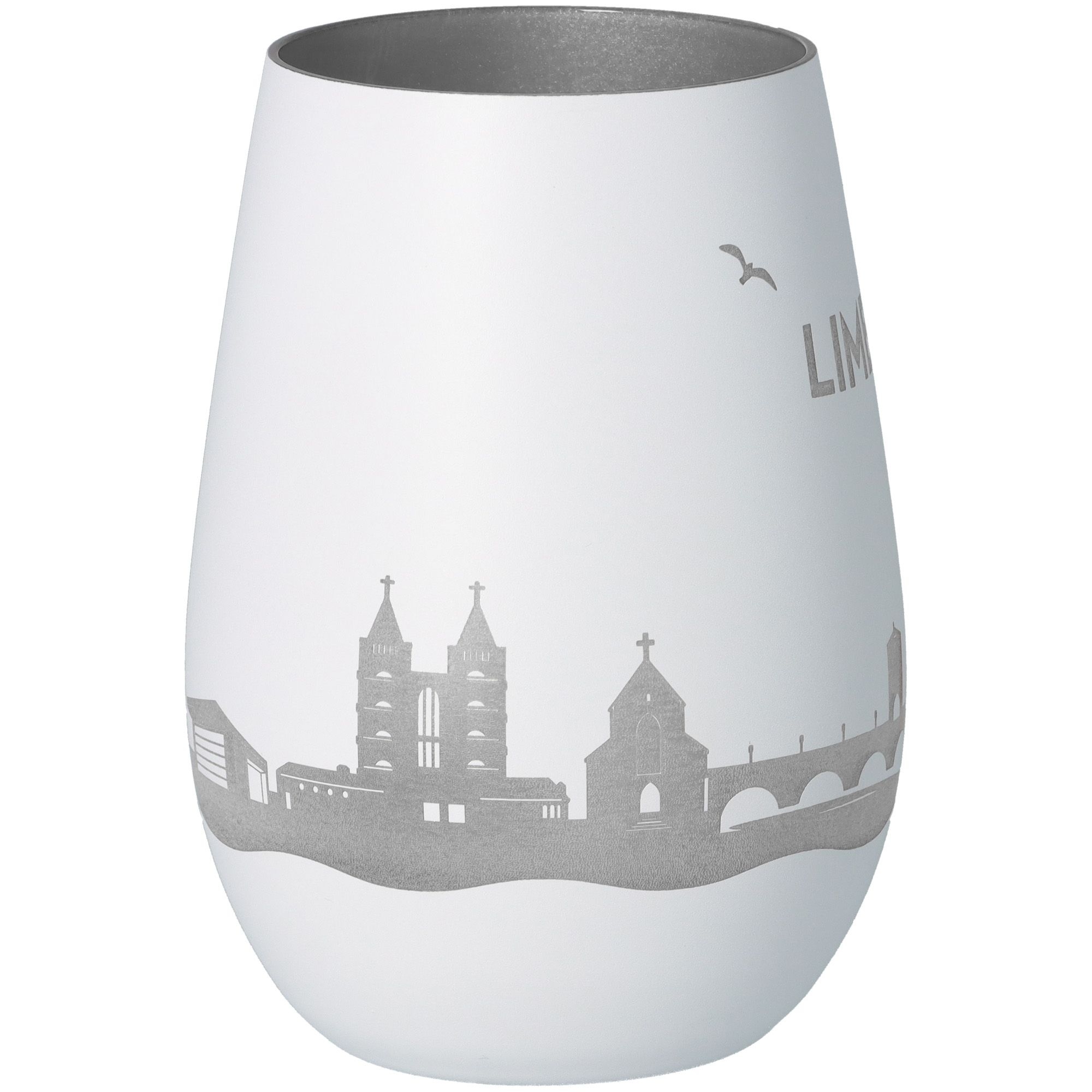 Windlicht Skyline Limburg Weiß/Silber Töpferei, Krug, Vase, Glas, Porzellan