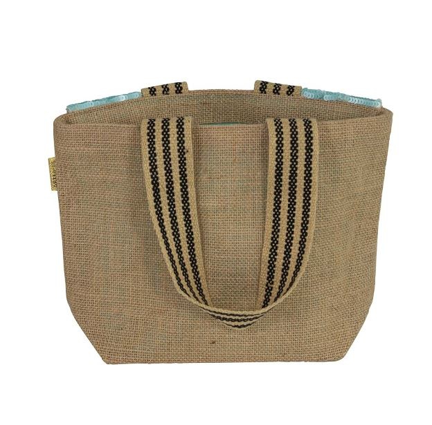 Geschenktasche aus Jute "Hase", Blau