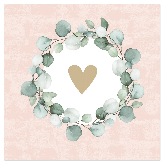 20 Servietten mit ♥ Eukalyptuskranz-Altrosa 20 Servietten mit ♥ Eukalyptuskranz-Altrosa