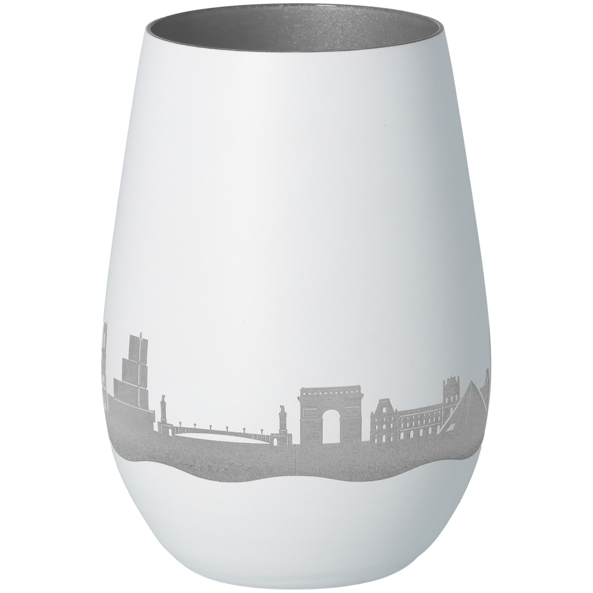 Windlicht Skyline Paris Weiß/Silber Töpferei, Krug, Vase, Glas, Porzellan