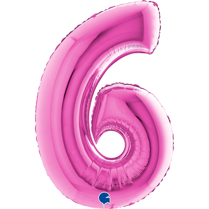 Folienballon Zahl 6 Pink 100cm Folienballon Zahl 6 Pink 100cm