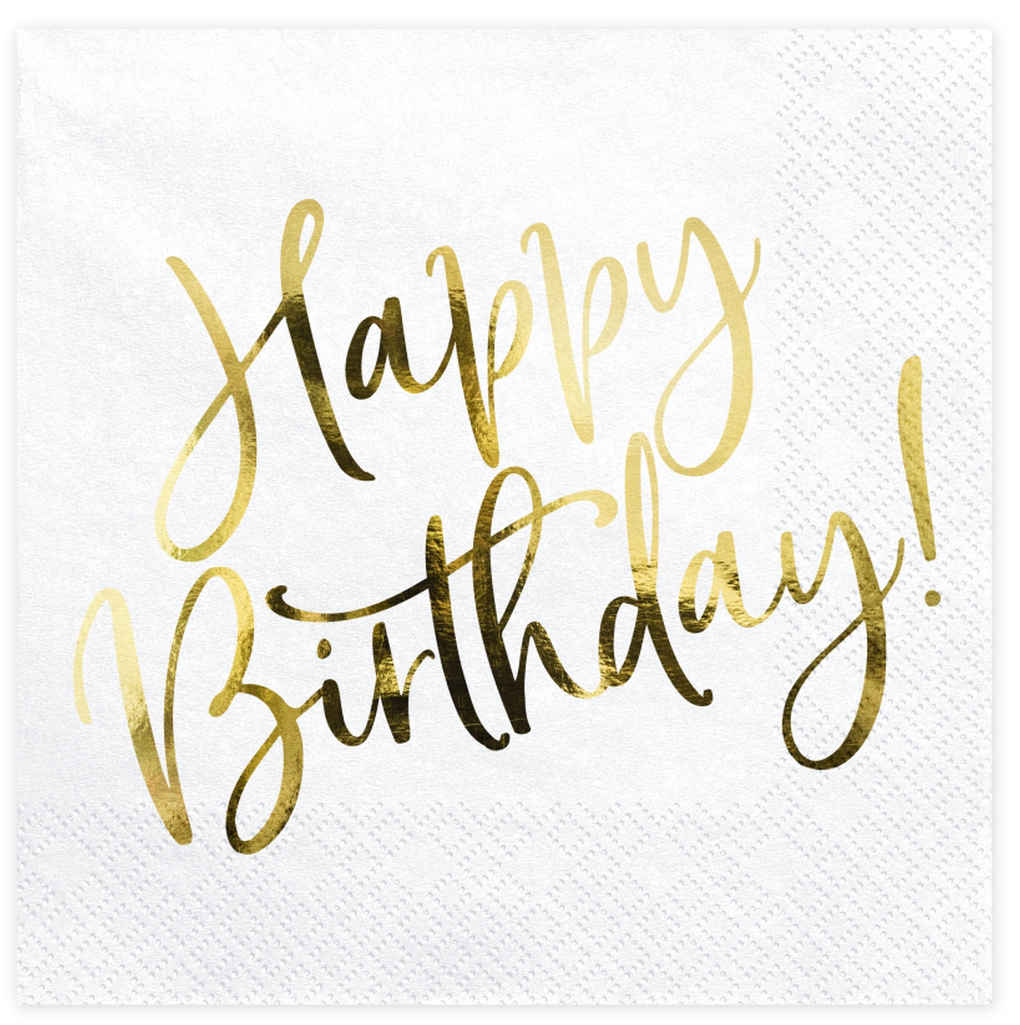 20 Servietten - Happy Birthday - Weiß / Gold 20 Servietten - Happy Birthday - Weiß / Gold