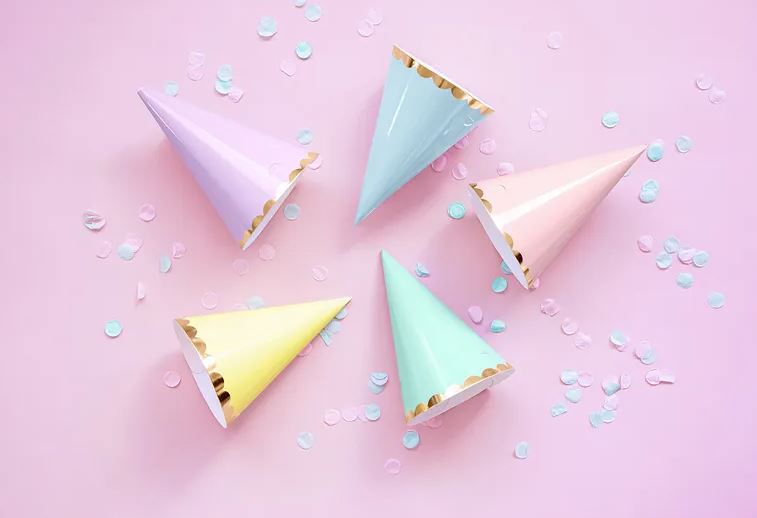 6 Partyhüte Pastellmix 6 Partyhüte Pastellmix