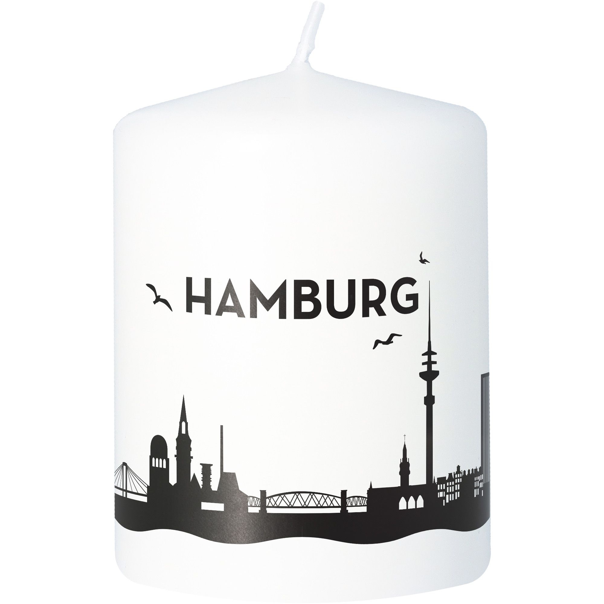 Stumpenkerze Skyline Hamburg Weiß Stumpenkerze Skyline Hamburg Weiß