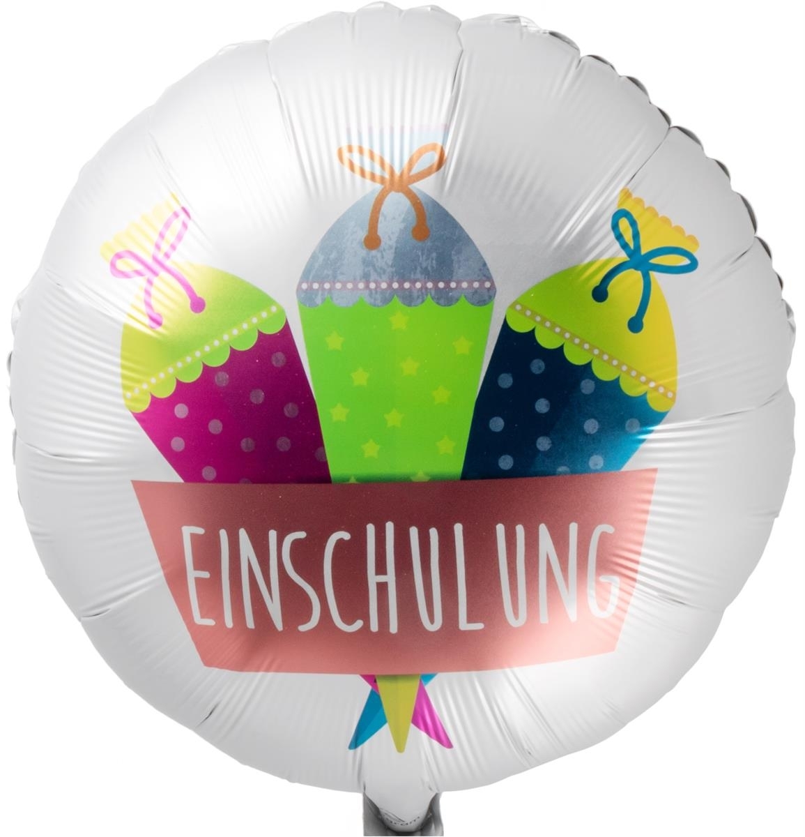 Folienballon "Einschulung", bunte Schultüten