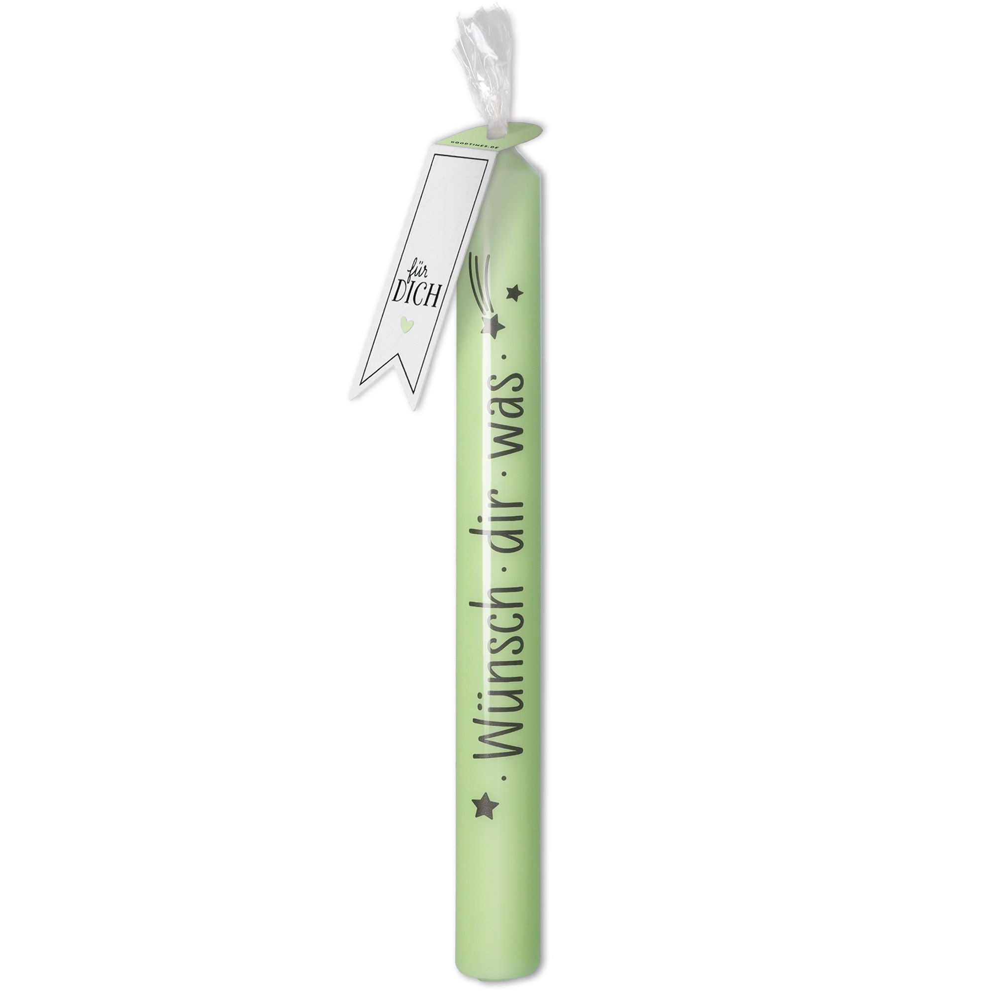Stabkerze Mintgrün, Schwarz "Wünsch dir was" Stabkerze Mintgrün, Schwarz "Wünsch dir was"