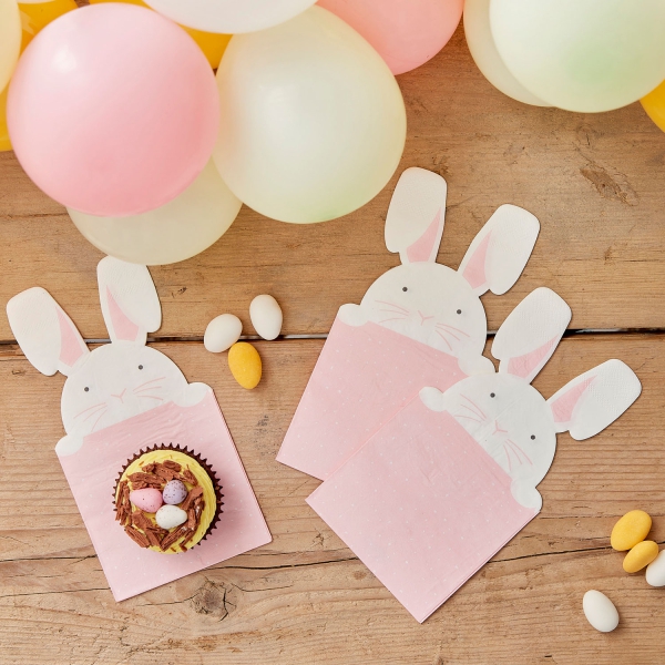 16 Papierservietten "Hase" Rosa