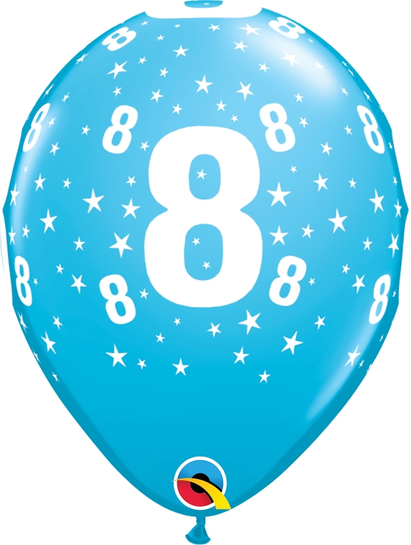 Qualatex Latexballon 8. Geburtstag verschiedene Farben Ø 30cm