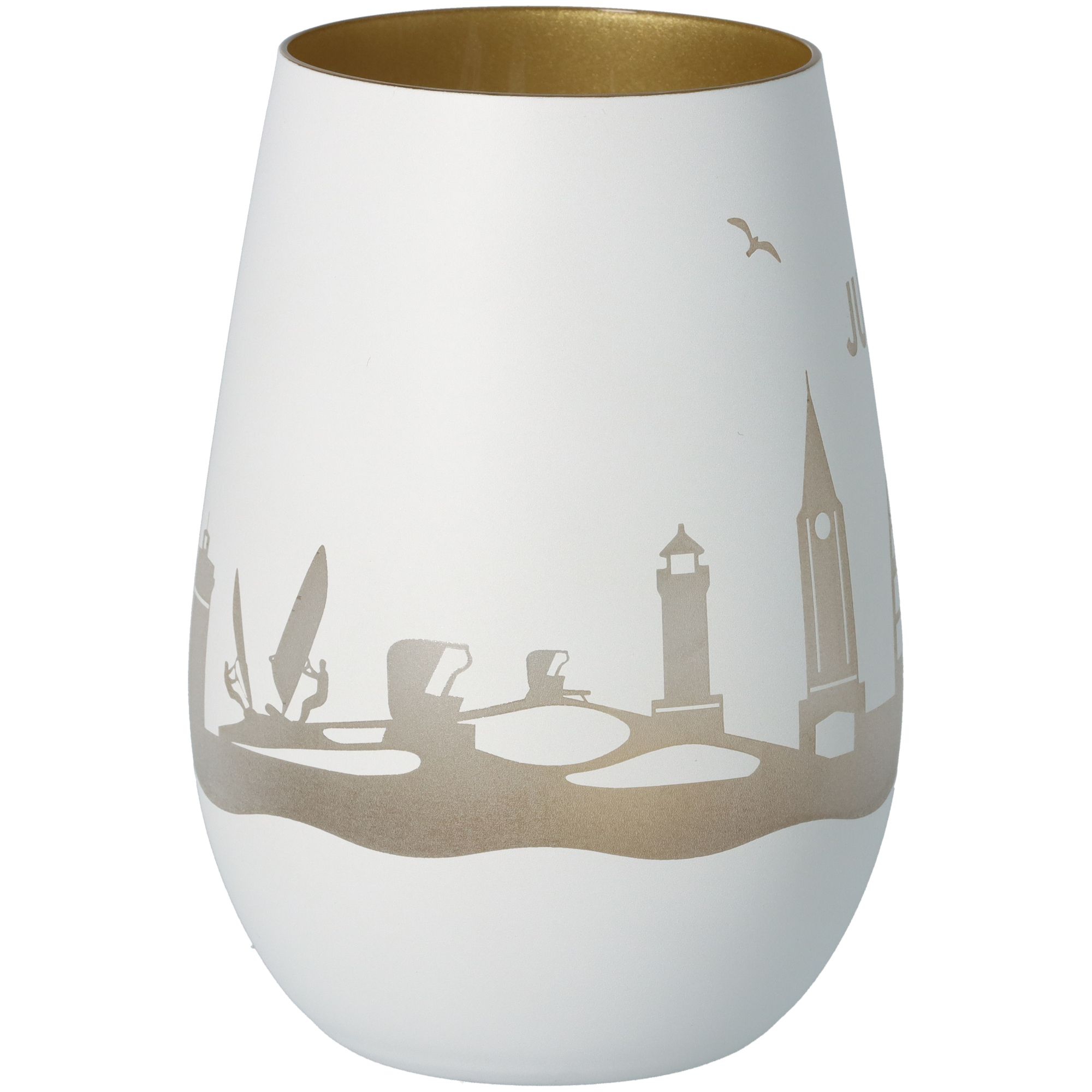 Windlicht Skyline Juist Weiß/Gold Töpferei, Krug, Lampe, Vase