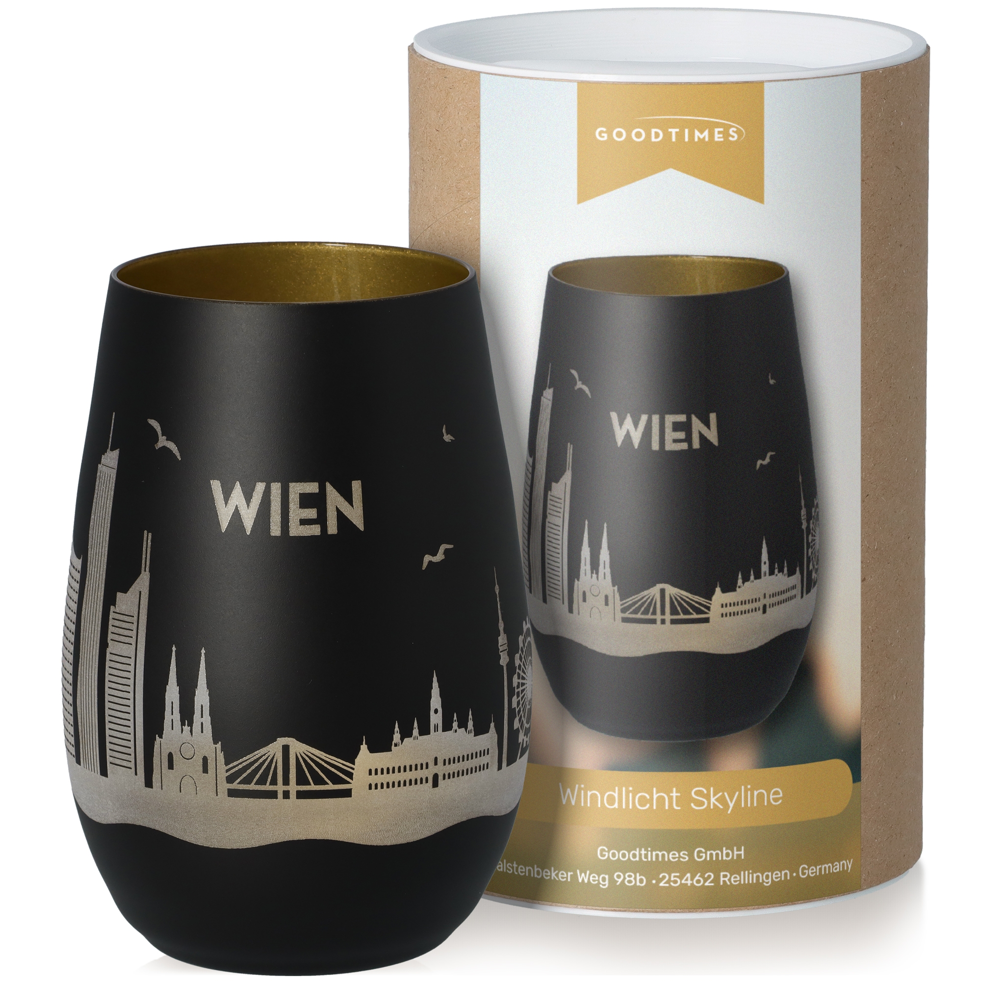 Windlicht Skyline Wien Schwarz/Gold Windlicht Skyline Wien Schwarz/Gold