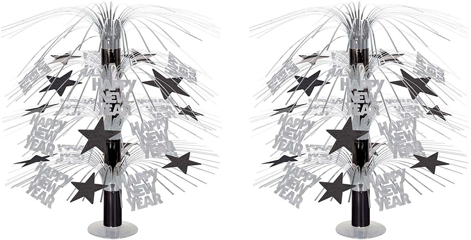 Tischdekoration "Happy New Year", Silber/Schwarz Tischdekoration "Happy New Year", Silber/Schwarz