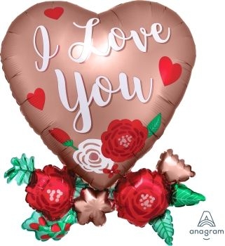 Folienballon Herz Roségold "I love you" 60cm Folienballon Herz Roségold "I love you" 60cm