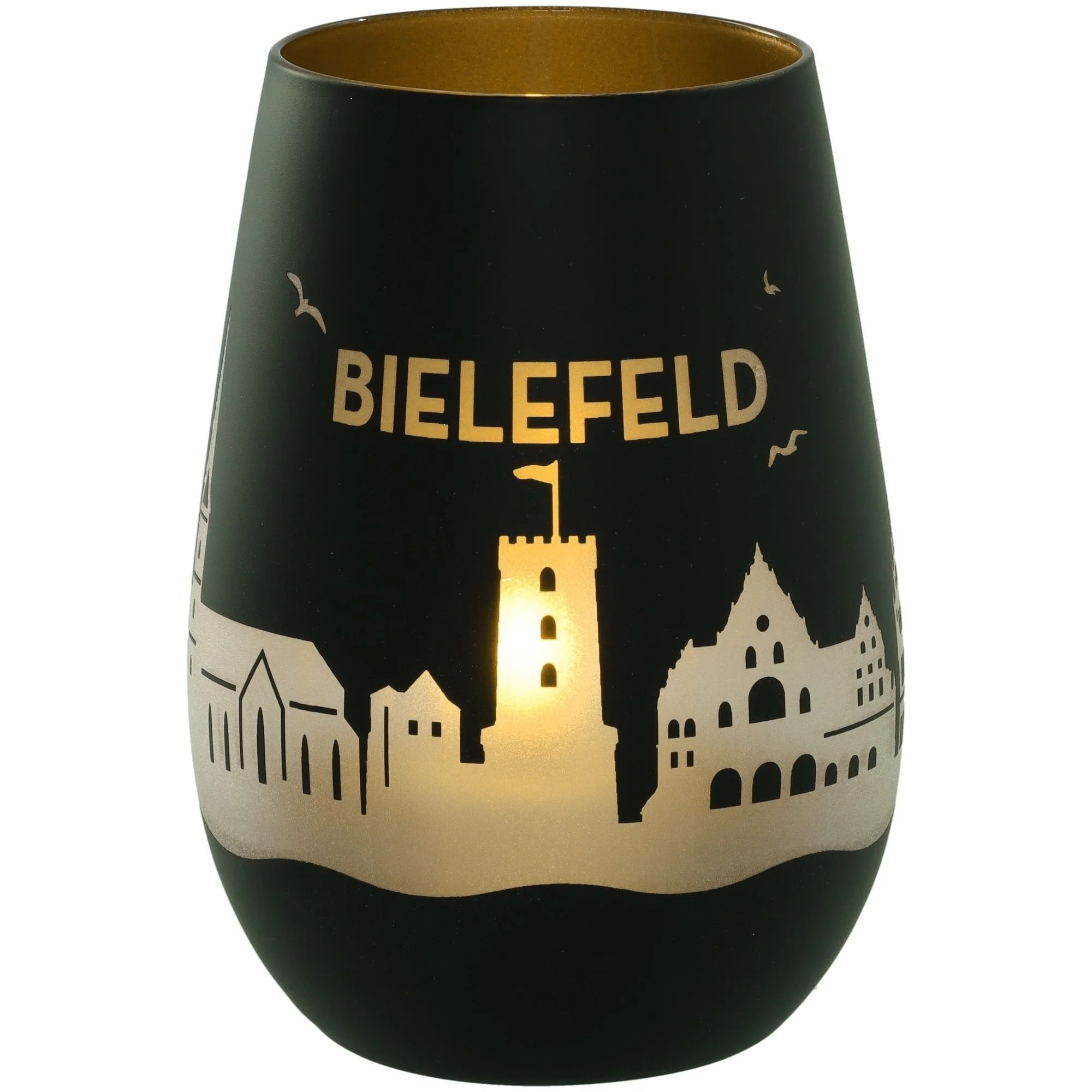 Goodtimes Windlicht Skyline Bielefeld Schwarz/Gold