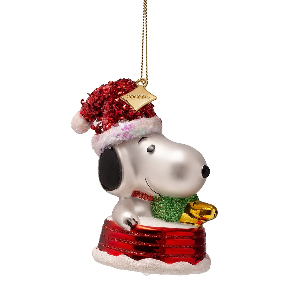 Weihnachtsdeko, Schneemann, Hund, Glitzer, Anhänger