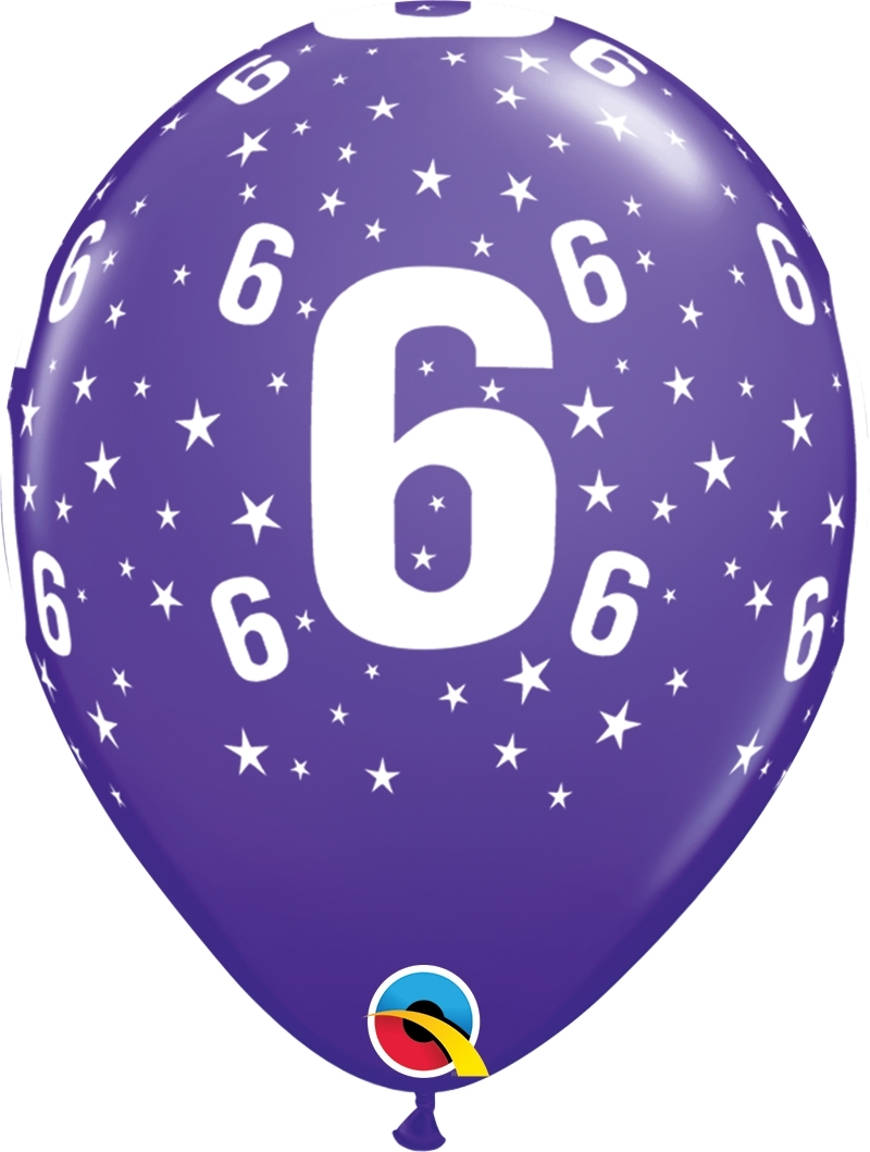 Qualatex Latexballon 6. Geburtstag verschiedene Farben Ø 30cm