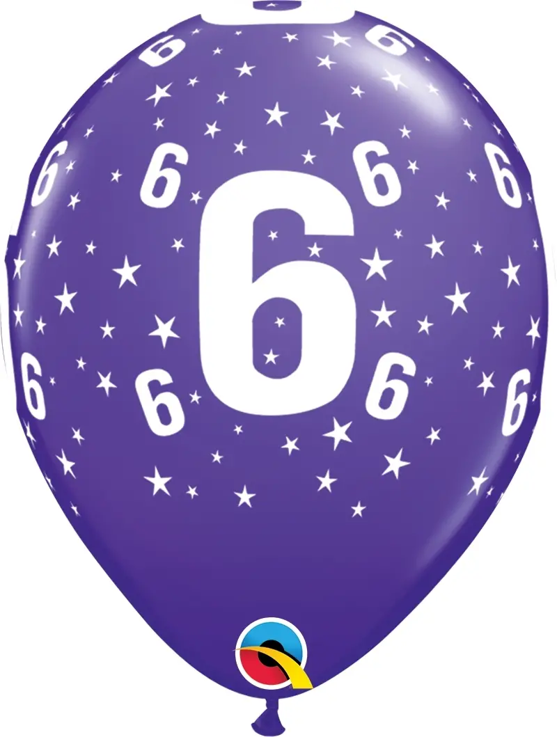 Qualatex Latexballon 6. Geburtstag verschiedene Farben Ø 30cm