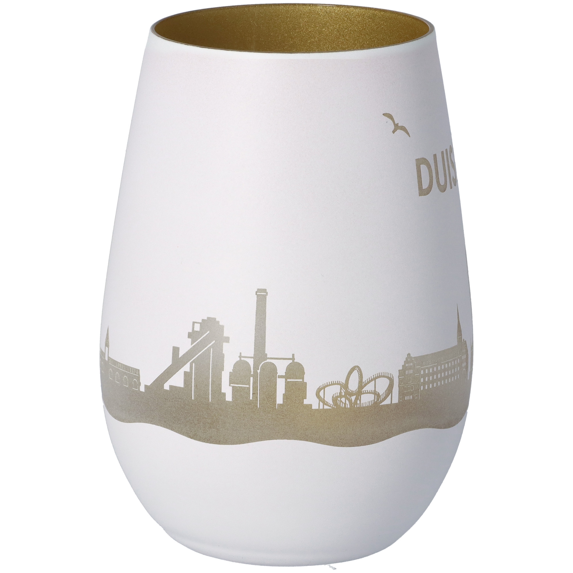 Windlicht Skyline Duisburg Weiß/Gold Windlicht Skyline Duisburg Weiß/Gold