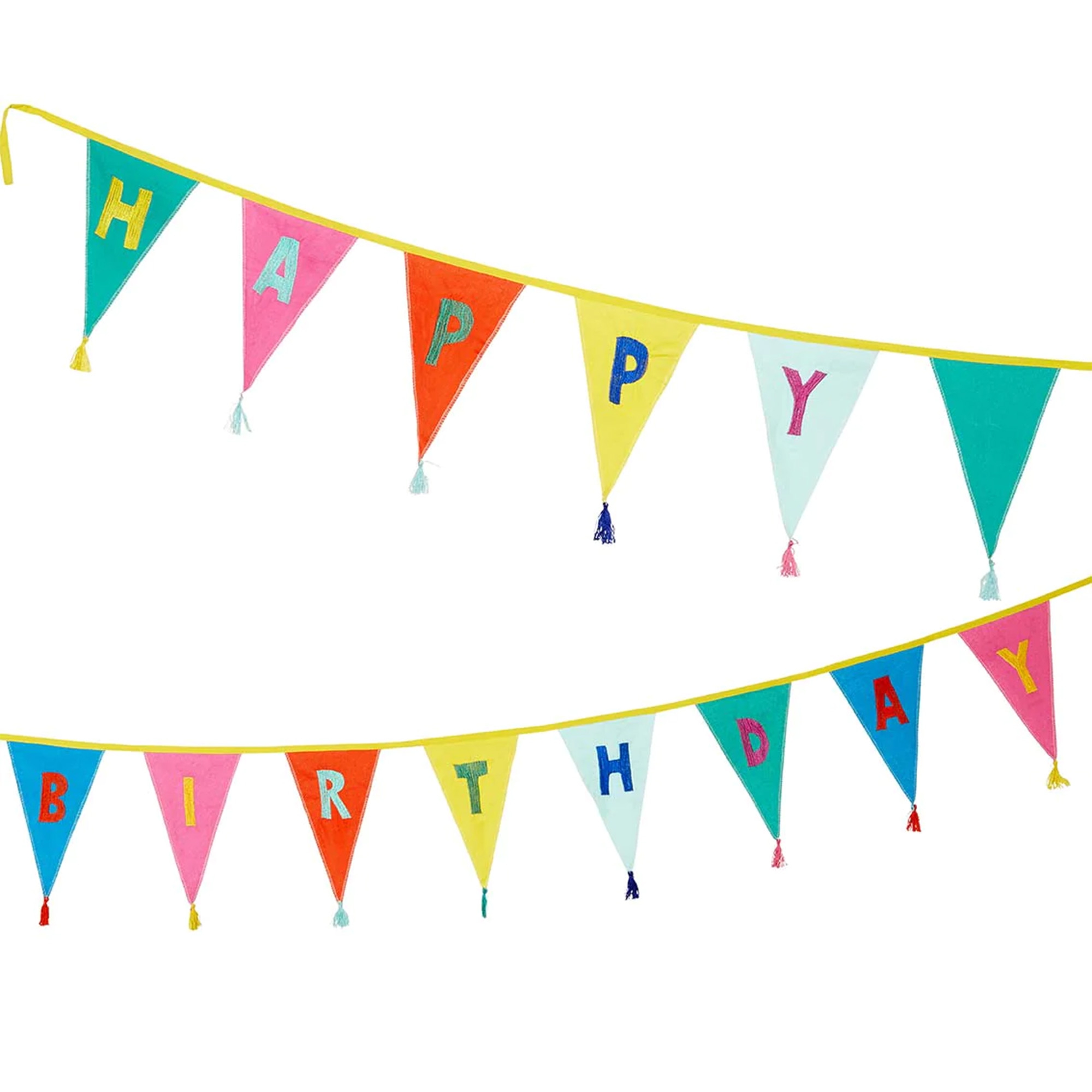 Happy Birthday Baumwoll-Girlande Regenbogen 3 m