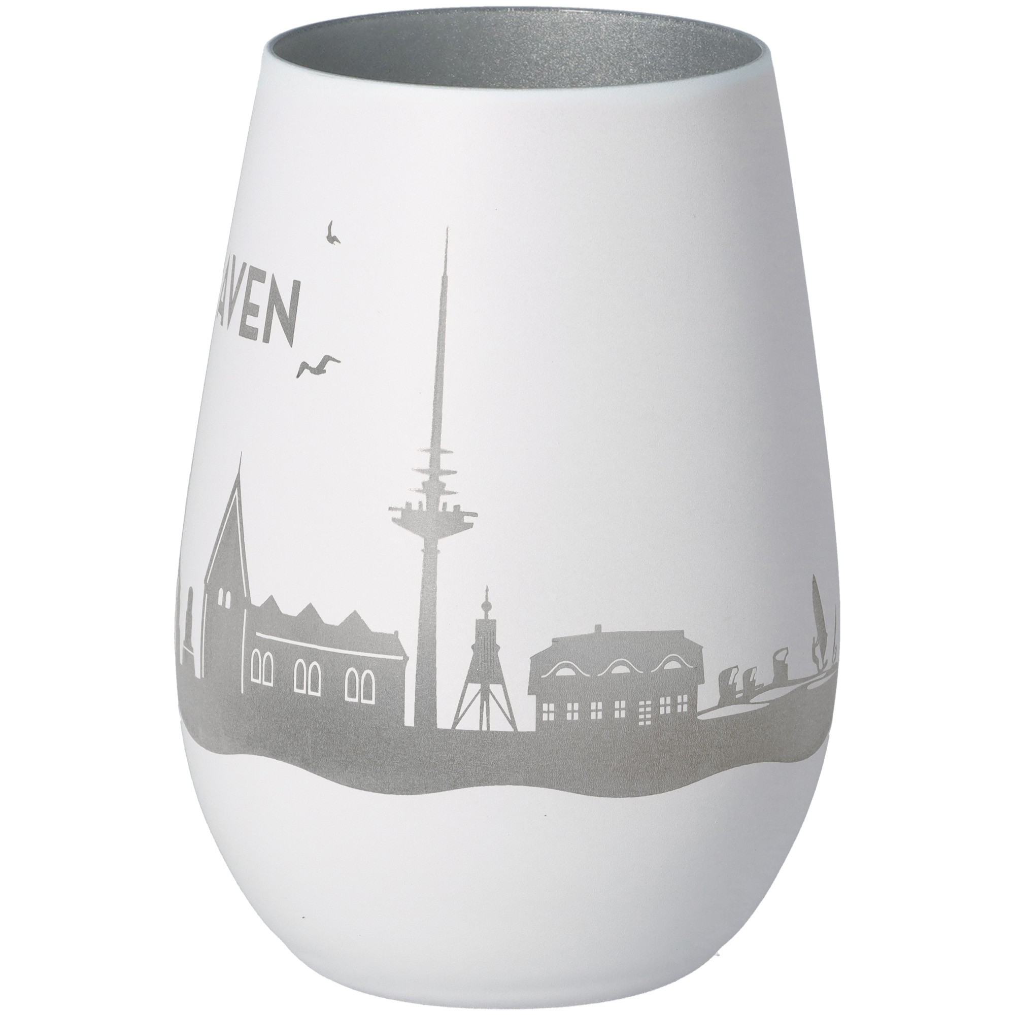 Windlicht Skyline Cuxhaven Weiß/Silber Windlicht Skyline Cuxhaven Weiß/Silber