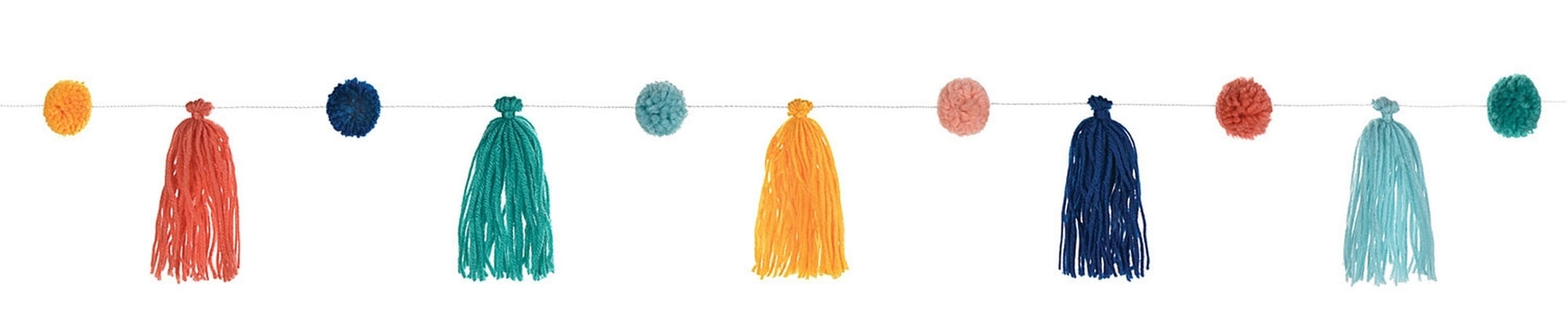 Girlande - Tassel & Pom Poms aus Wolle