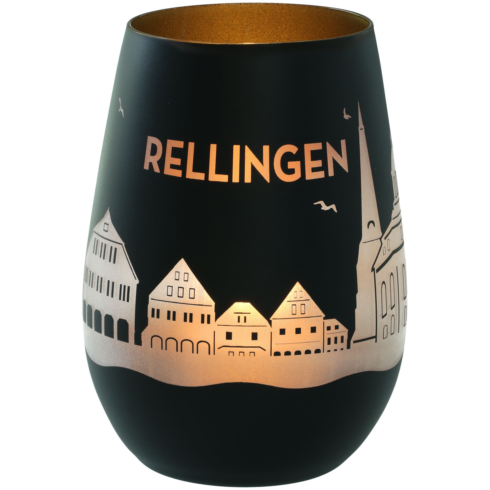 Windlicht Skyline Rellingen Schwarz/Gold