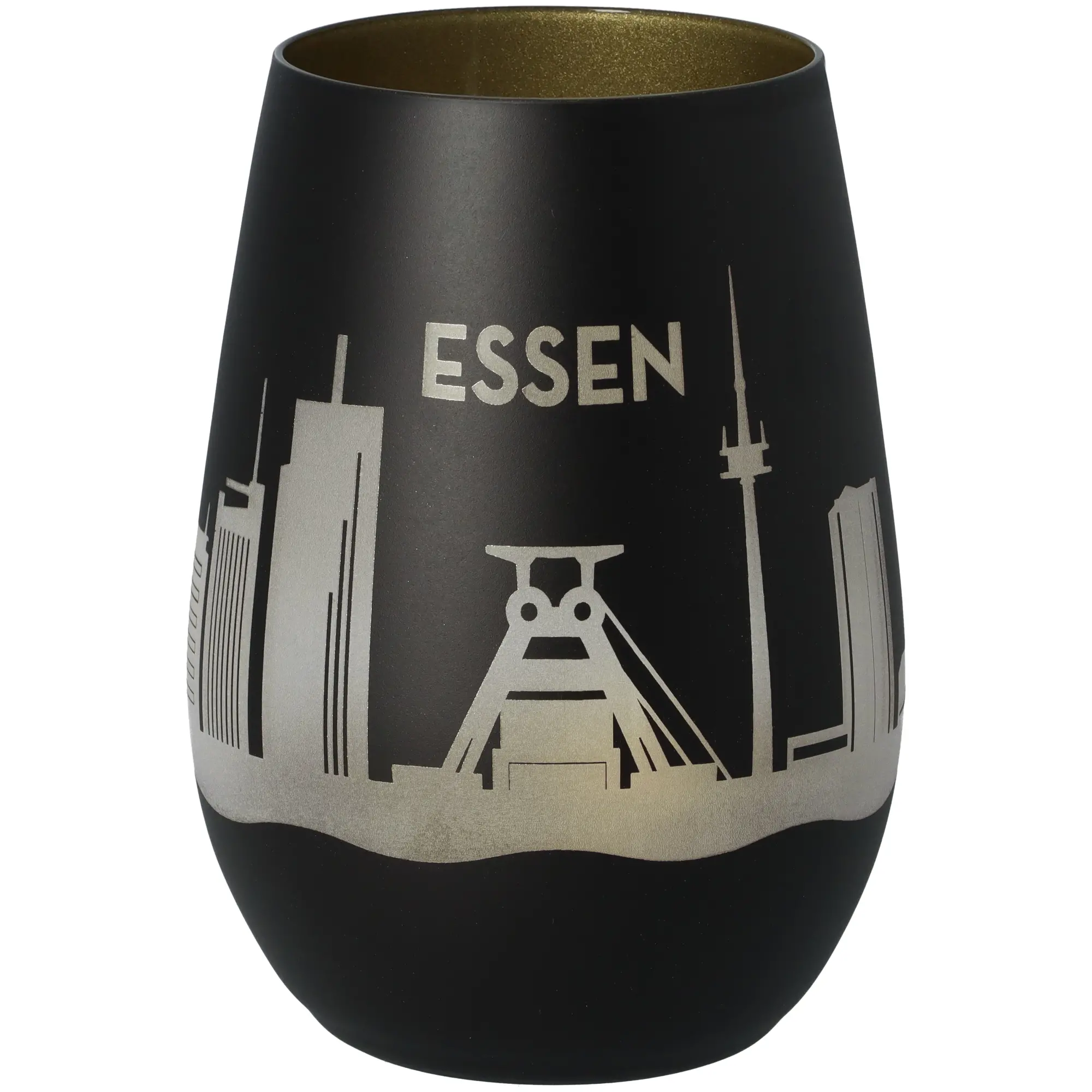 Windlicht Skyline Essen Schwarz/Gold