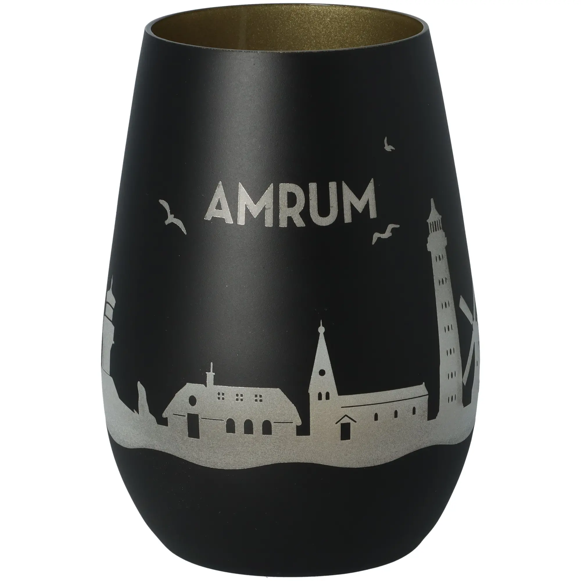 Windlicht Skyline Amrum Schwarz/Gold