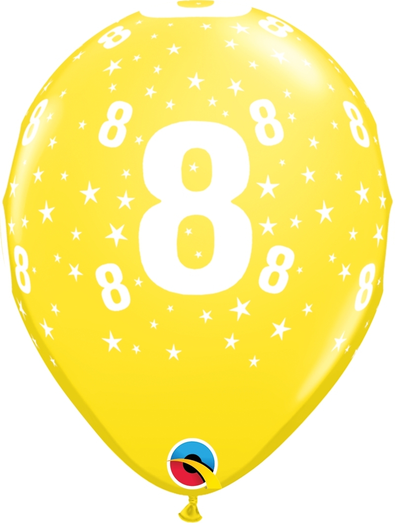 Qualatex Latexballon 8. Geburtstag verschiedene Farben Ø 30cm