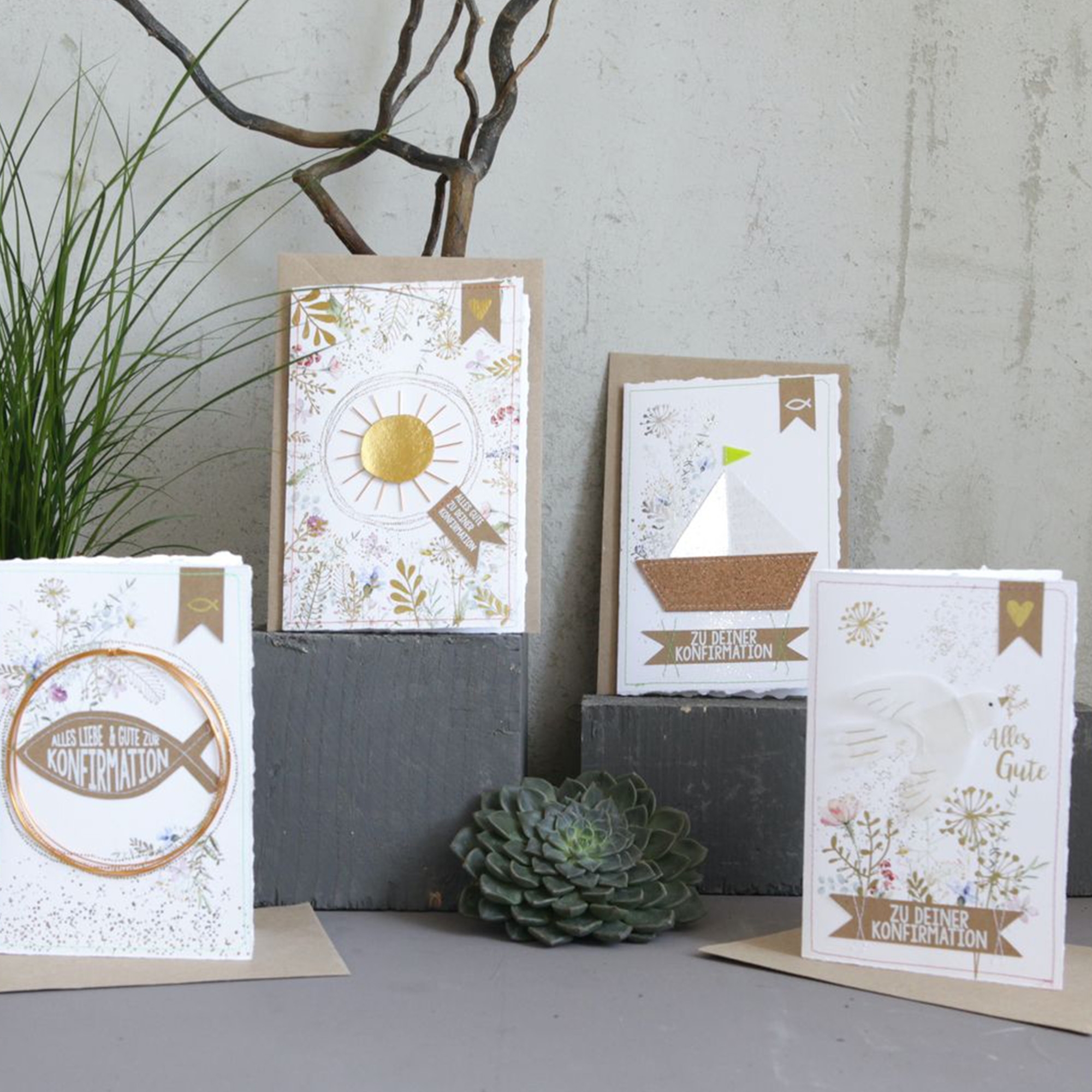 Konfirmationsblumenkarte "Fisch" Briefumschlag, Grußkarte, Post